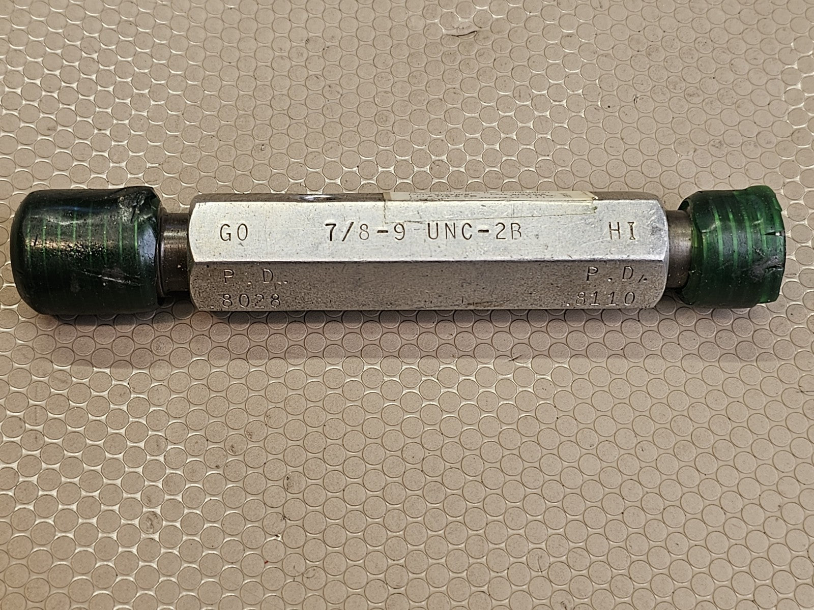 ATA 7/8-9 UNC-2B Thread Plug Gauge GO HI P.D. .8028 .8110