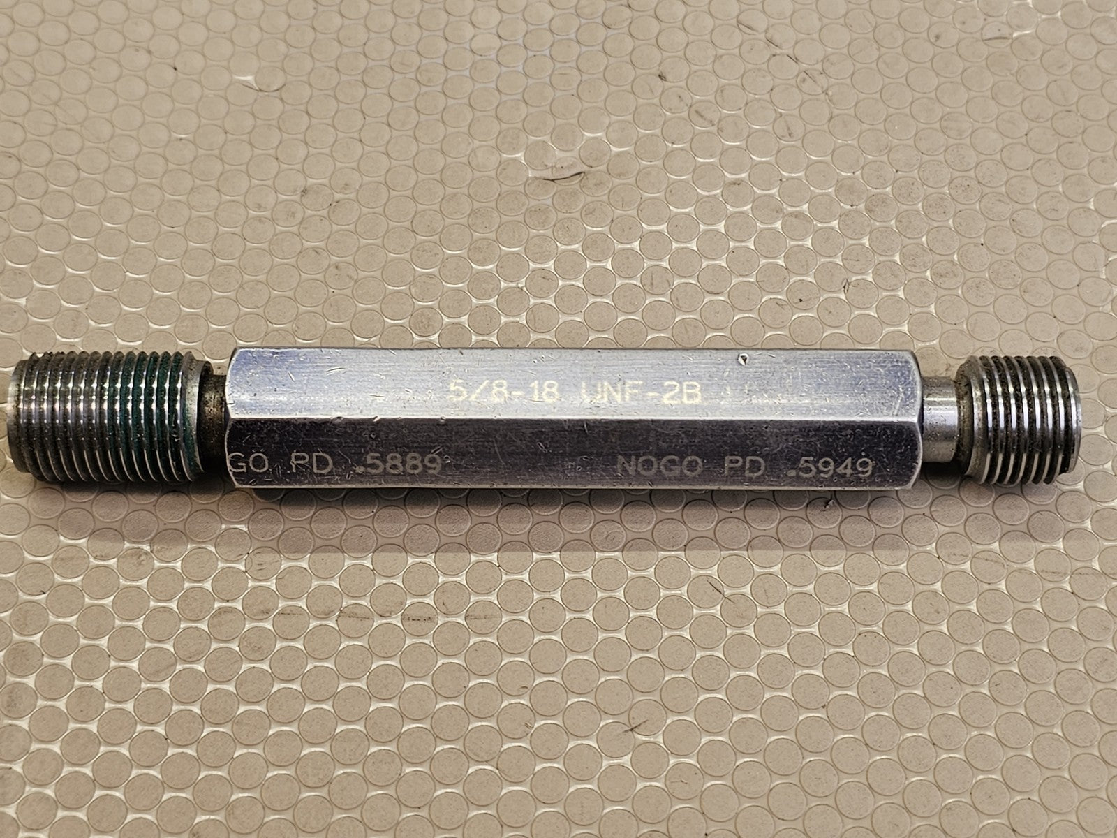 5/8-18 UNF-2B GO NOGO Thread Plug Gauge PD .5889 .5949
