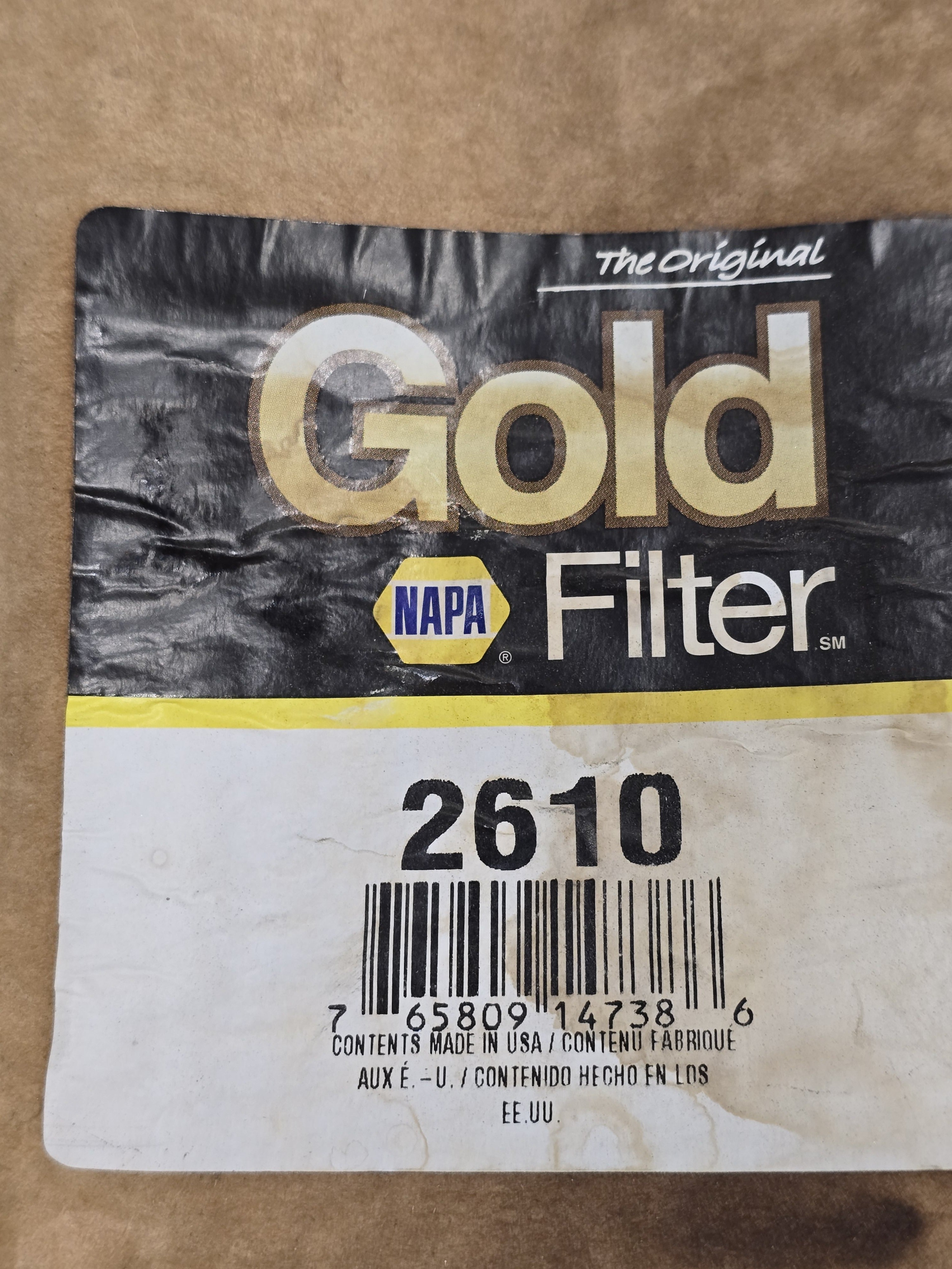NAPA FIL 2610 Gold Air Filter New with O-Ring