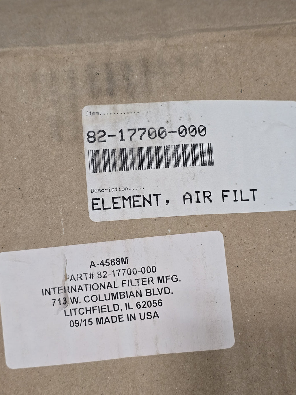 INTERNATIONAL FILTER MFG. 82-17700-000 Air Filter Element New 2610