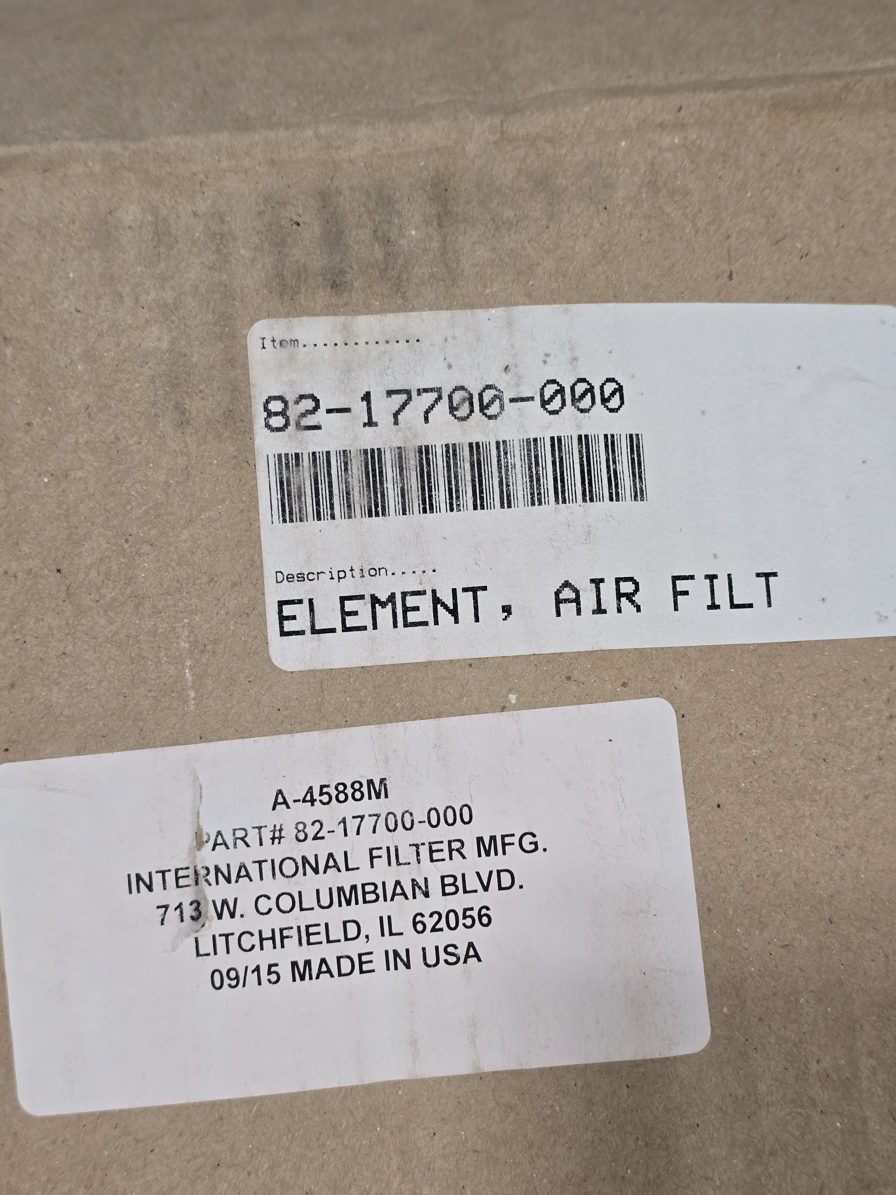 INTERNATIONAL FILTER MFG. 82-17700-000 Air Filter Element New 2610