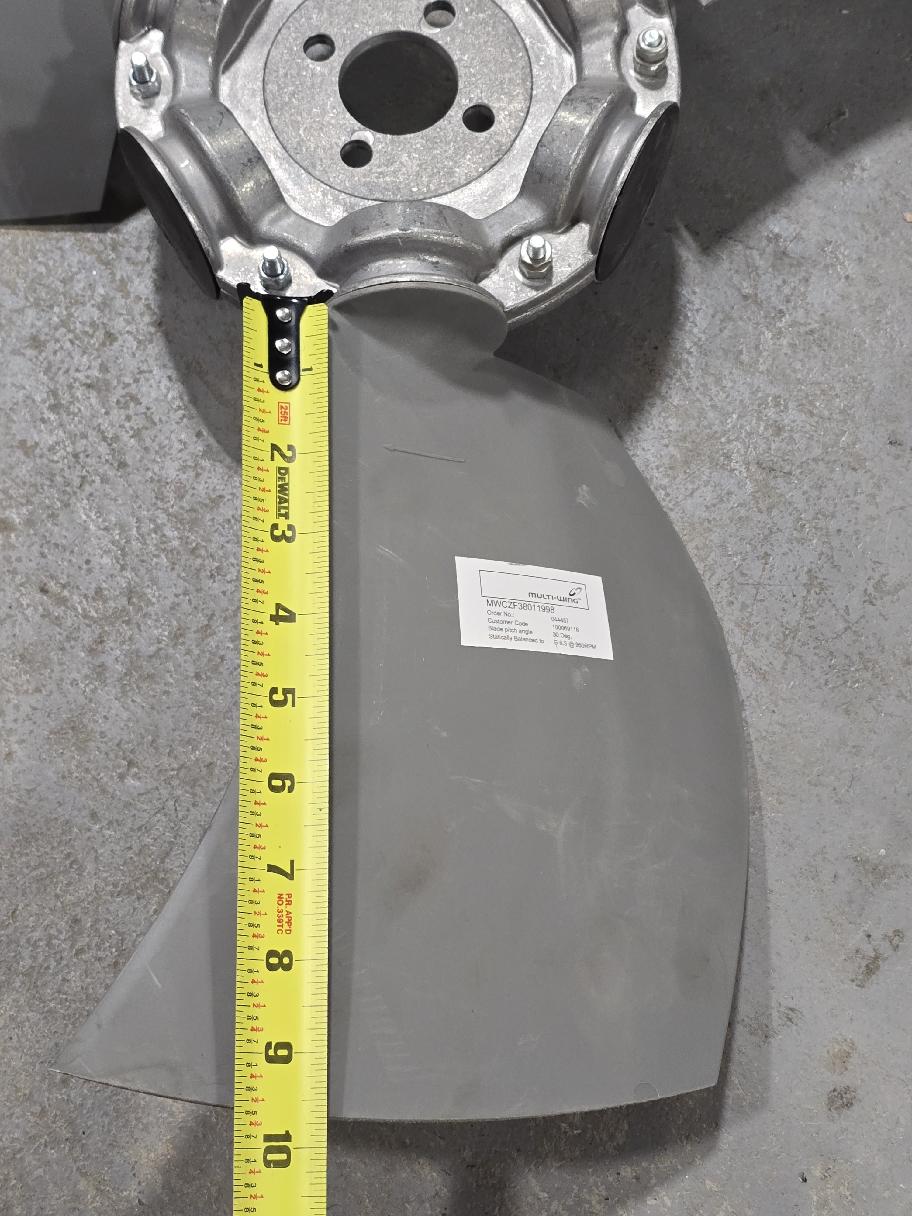 MULTI-WING 7ZL MWCZF38011998 Fan Assembly 3 Blade 30 Deg Pitch 9.5 Inch