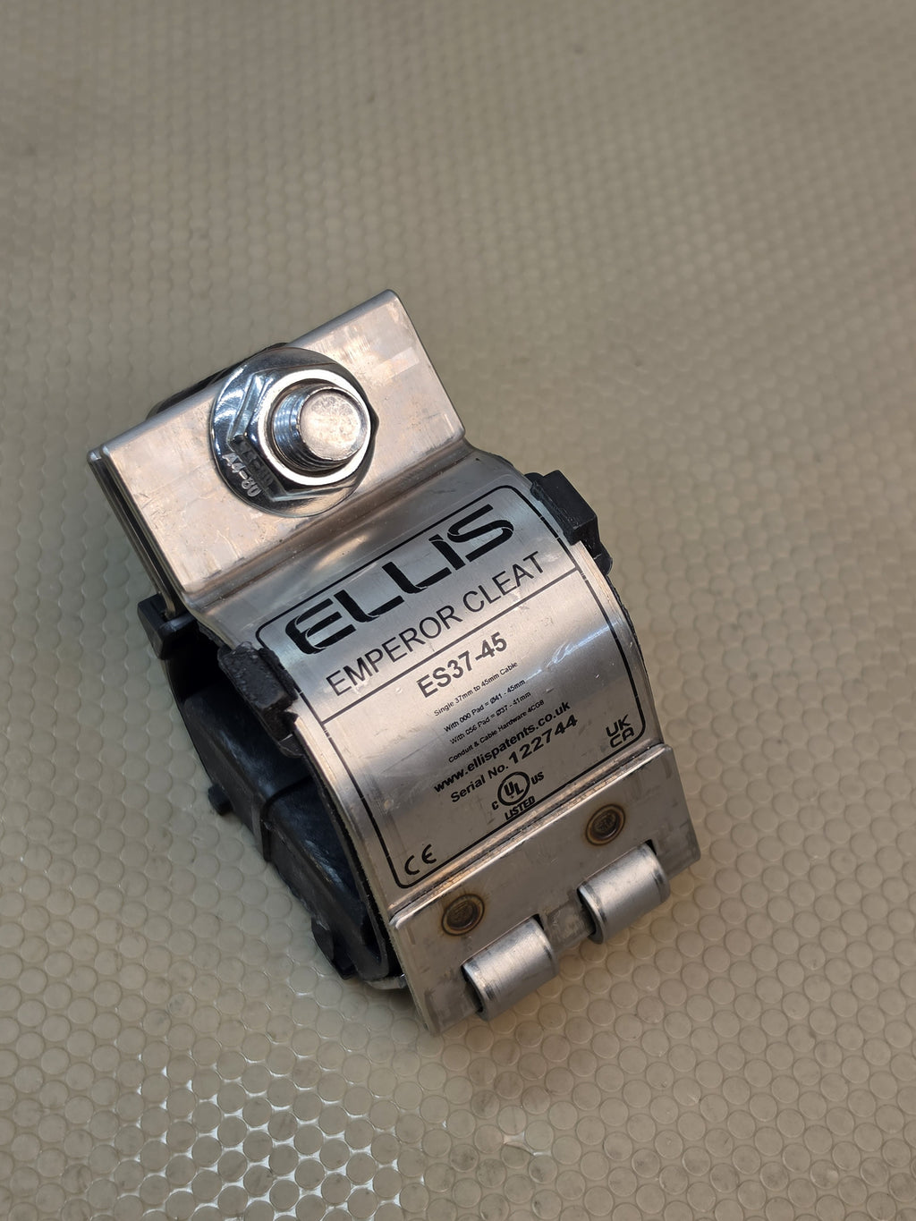Ellis ES37-45 Emperor 316L SS Single Cable Cleat 37-45mm OD