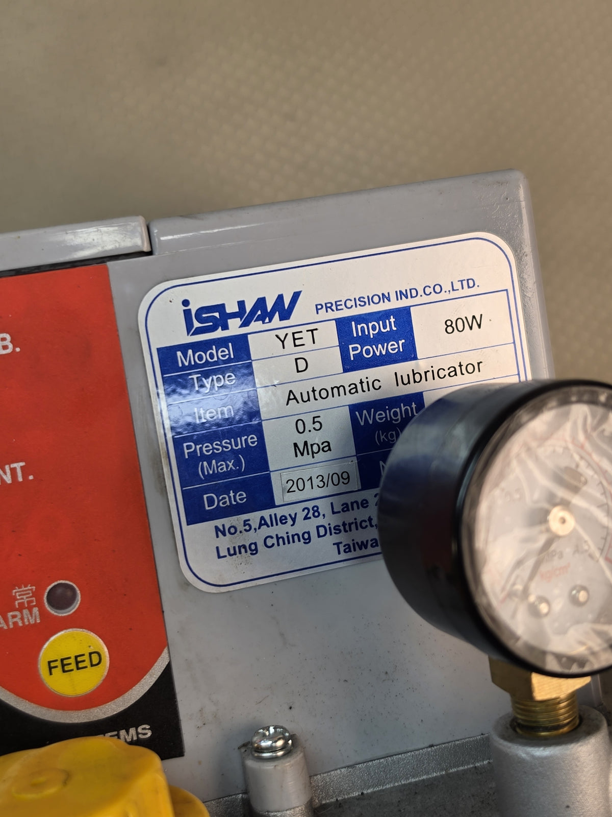 ISHAN YET Type D Automatic Lubricator Centralized Lube Pump 0.5 Mpa 80W