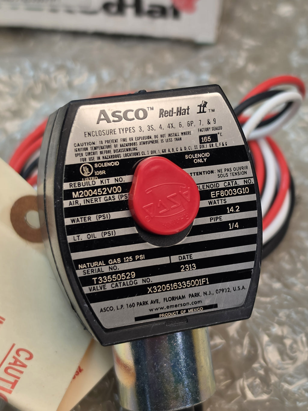 ASCO Red-Hat EF8003G10 X320516335001F1 Solenoid Valve 24VDC - NEW