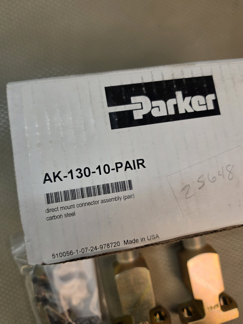 Parker AK-130-10-PAIR Direct Mount Connector Pair Carbon Steel - NEW