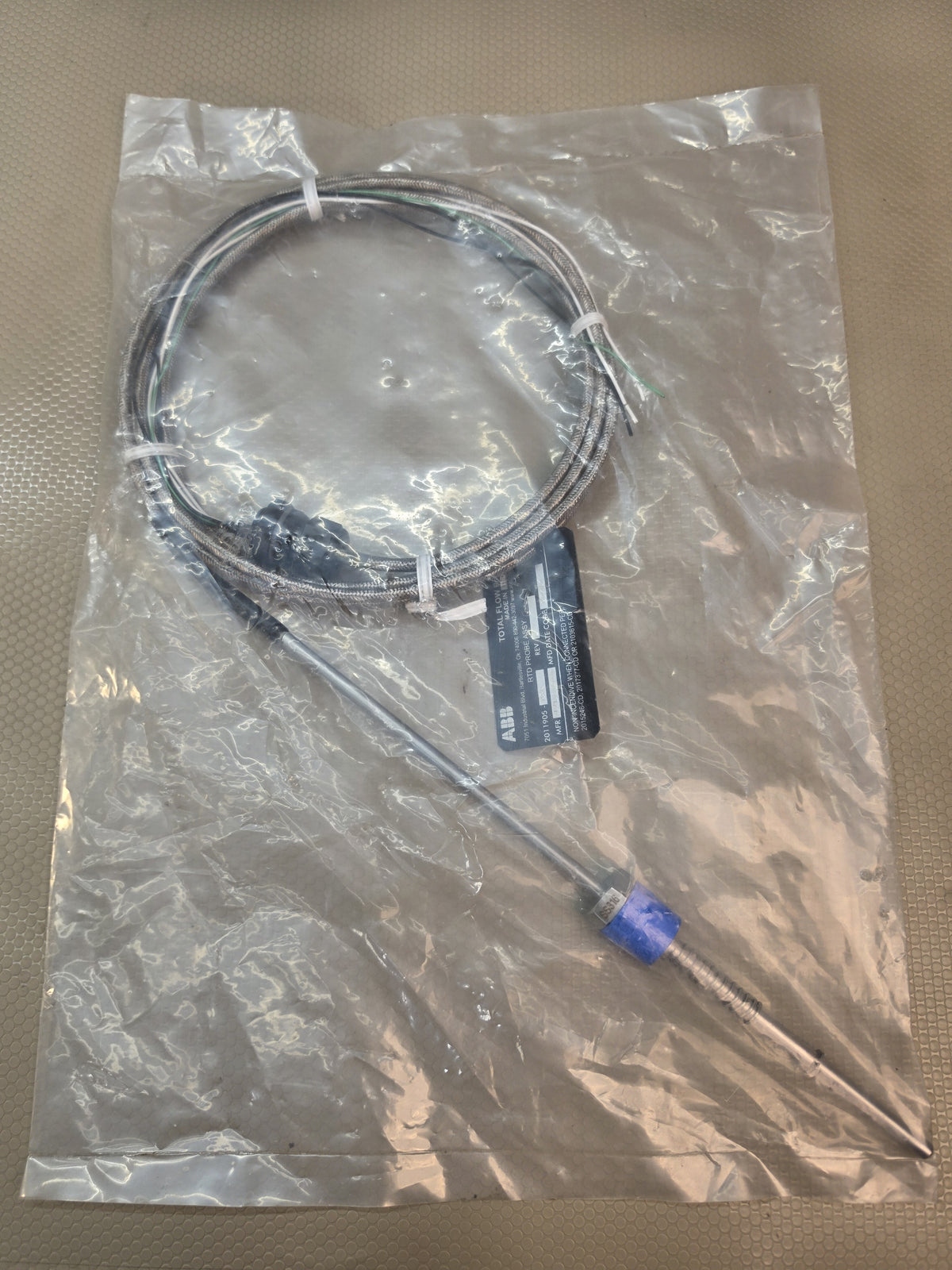 ABB Totalflow 2011905-026 3141B 10' SS Braided RTD Probe 1/2" NPT - NEW