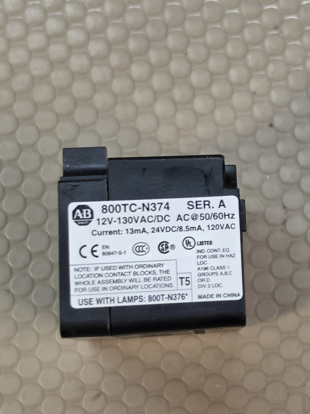 ALLEN BRADLEY 800TC-N374 UNIVERSAL LED MODULE 12-130 VAC/DC SERIES A NNB