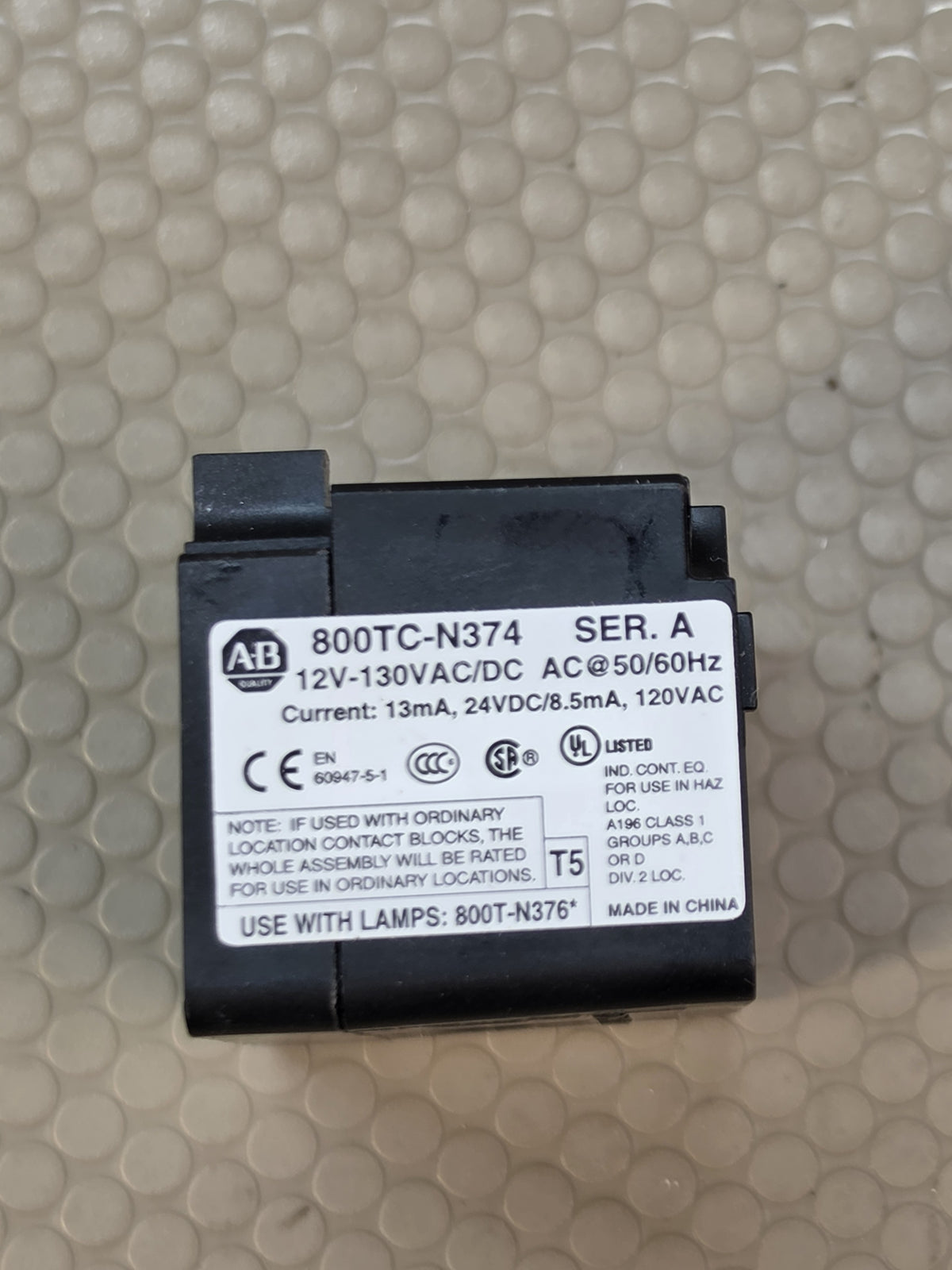 ALLEN BRADLEY 800TC-N374 UNIVERSAL LED MODULE 12-130 VAC/DC SERIES A NNB