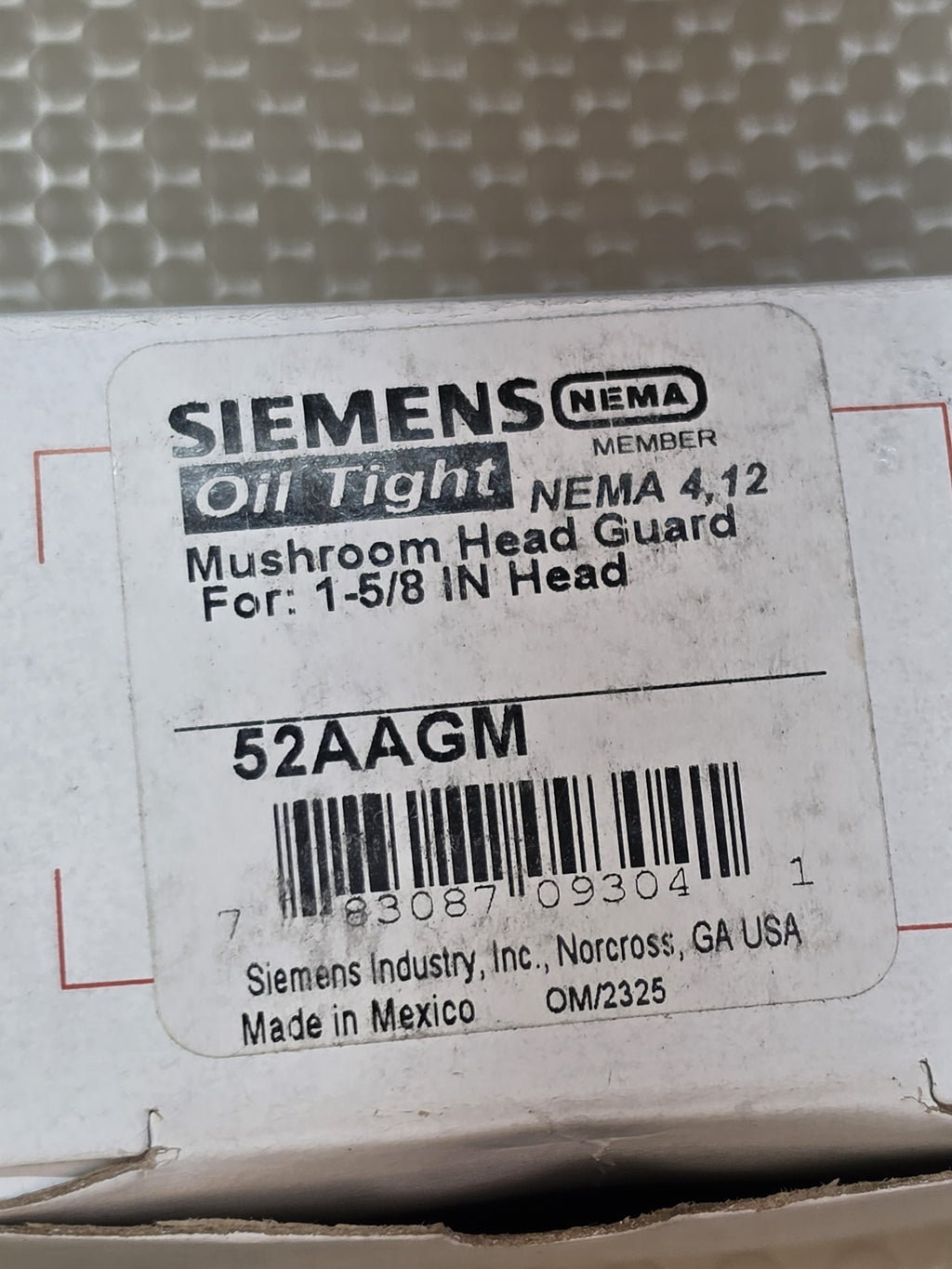 Siemens 52AAGM Oil Tight Mushroom Head Pushbutton Guard 30mm Chrome NEMA 4/12