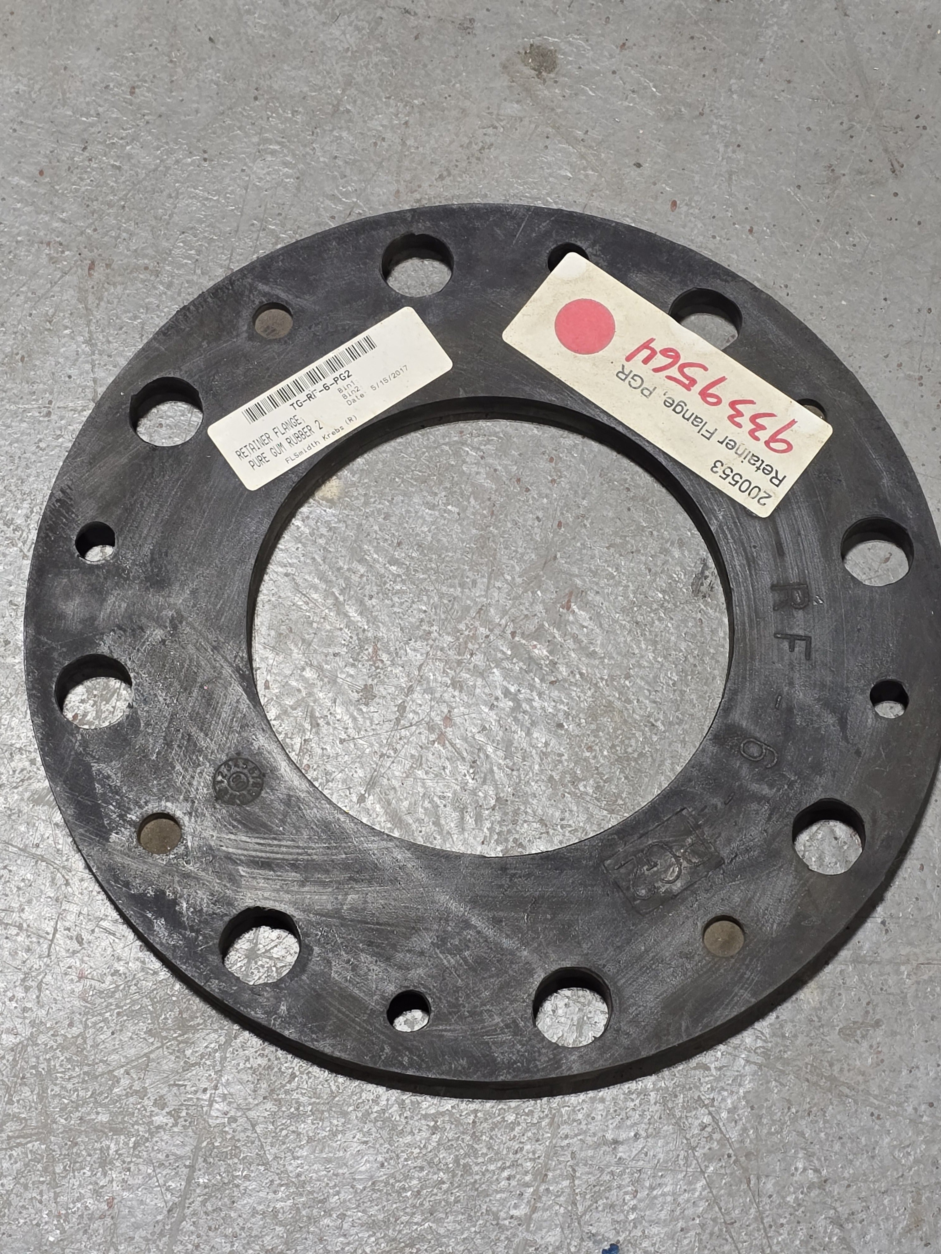 FLSmidth TG-RF-6-PG2 Retainer Flange Slurry Impeller Expeller Pure Gum Rubber