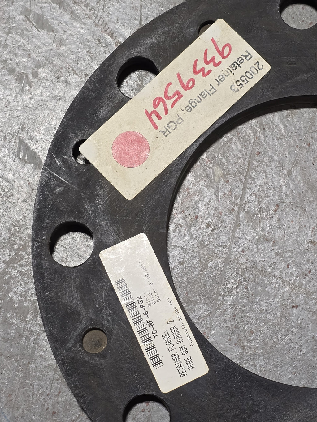 FLSmidth TG-RF-6-PG2 Retainer Flange Slurry Impeller Expeller Pure Gum Rubber