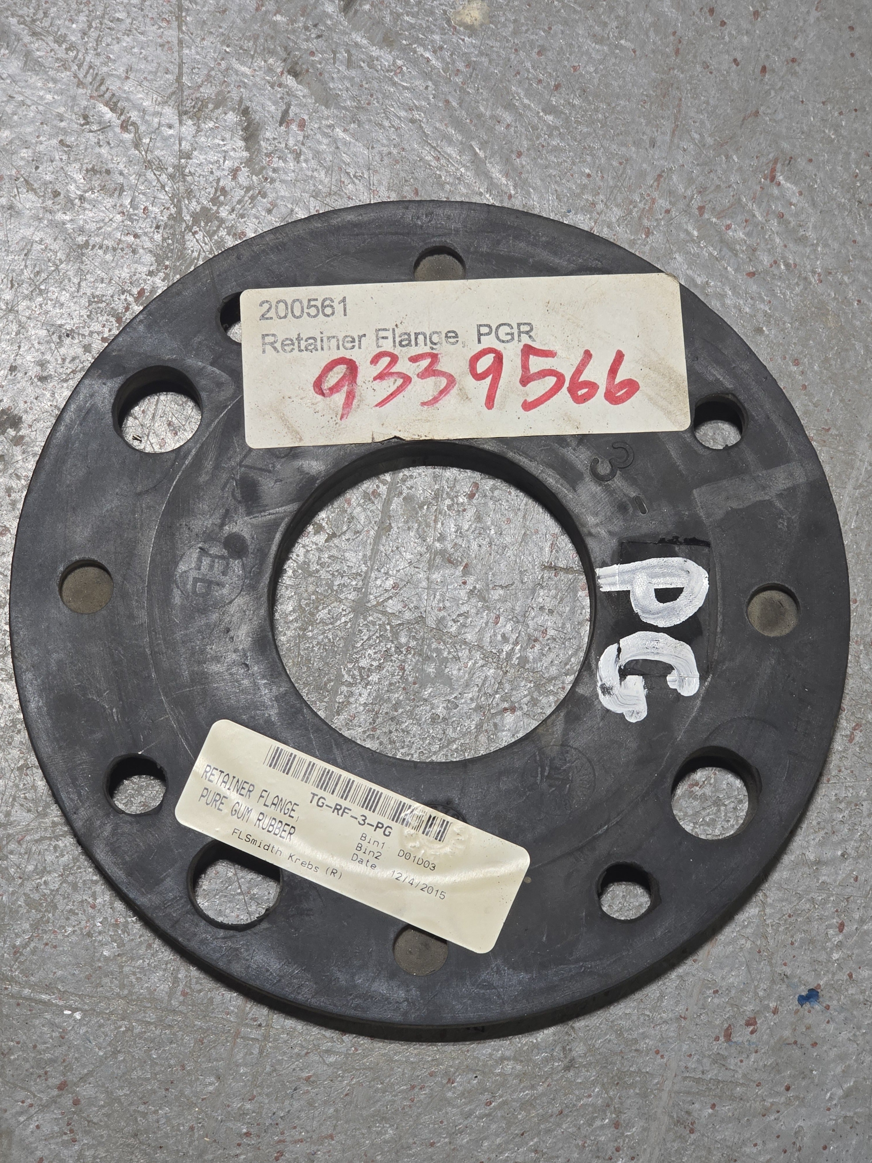 FLSmidth Krebs TG-RF-3-PG Retainer Flange Pure Gum Rubber 200561 Slurry Expeller Impeller