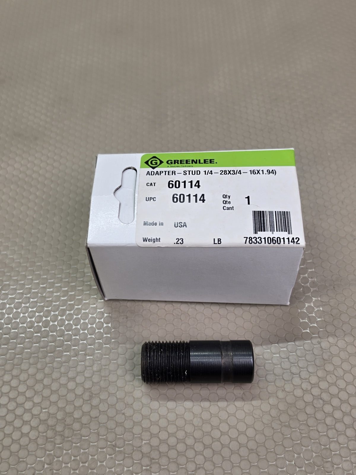 Greenlee 60114 Adapter Stud 1/4-28 x 3/4-16 x 1.94 Hydraulic Driver - NEW