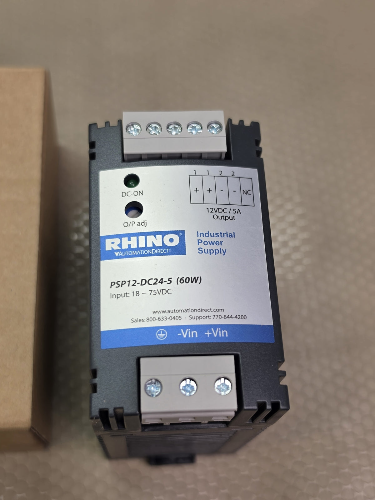RHINO PSP12-DC24-5 DC-DC Converter 12VDC 5A 60W DIN Rail