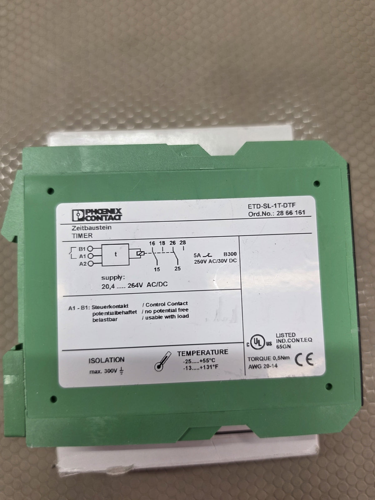 Phoenix Contact ETD-SL-1T-DTF 2866161 Timer Relay 20.4-264V AC/DC - NEW