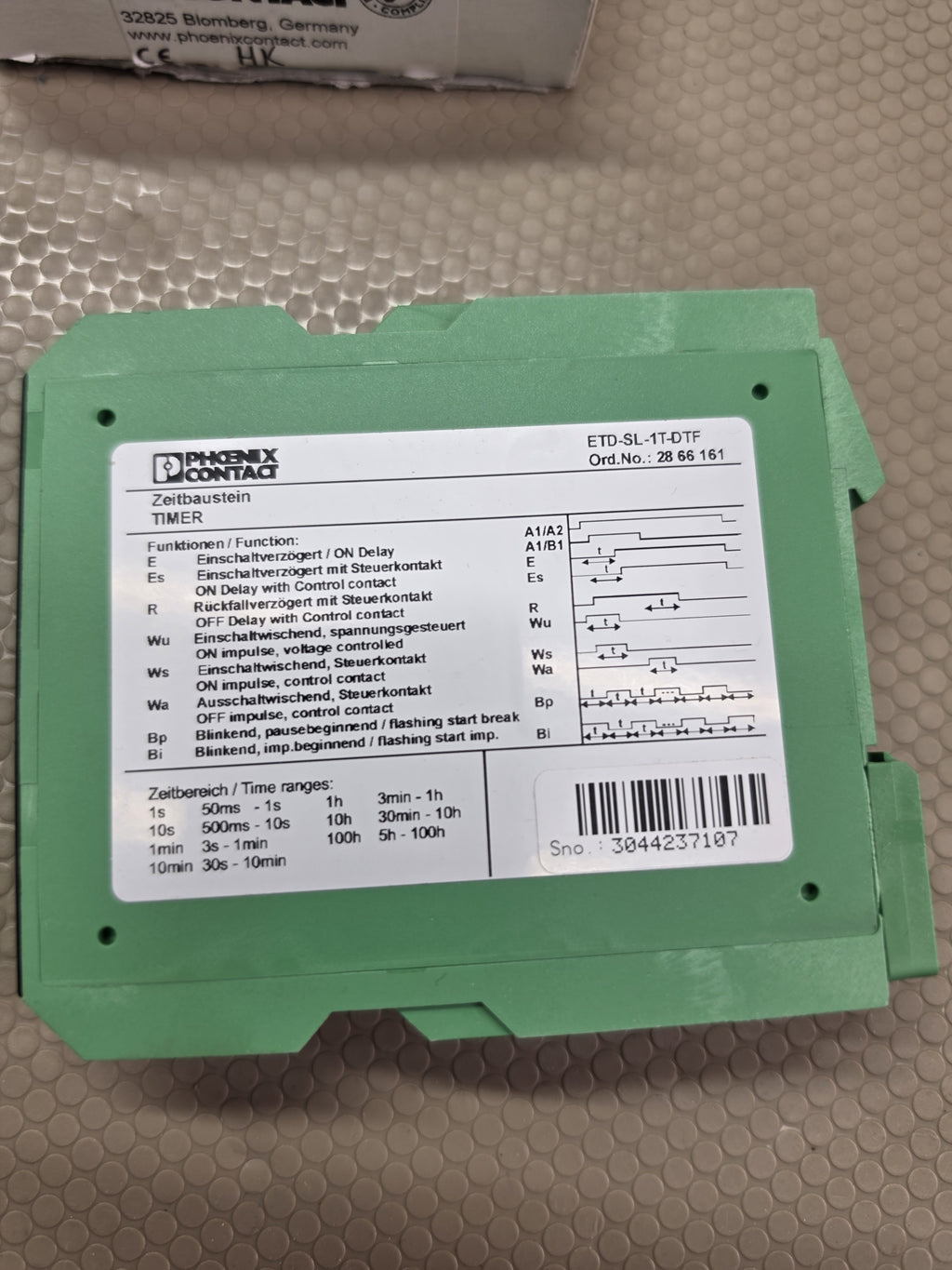 Phoenix Contact ETD-SL-1T-DTF 2866161 Timer Relay 20.4-264V AC/DC - NEW