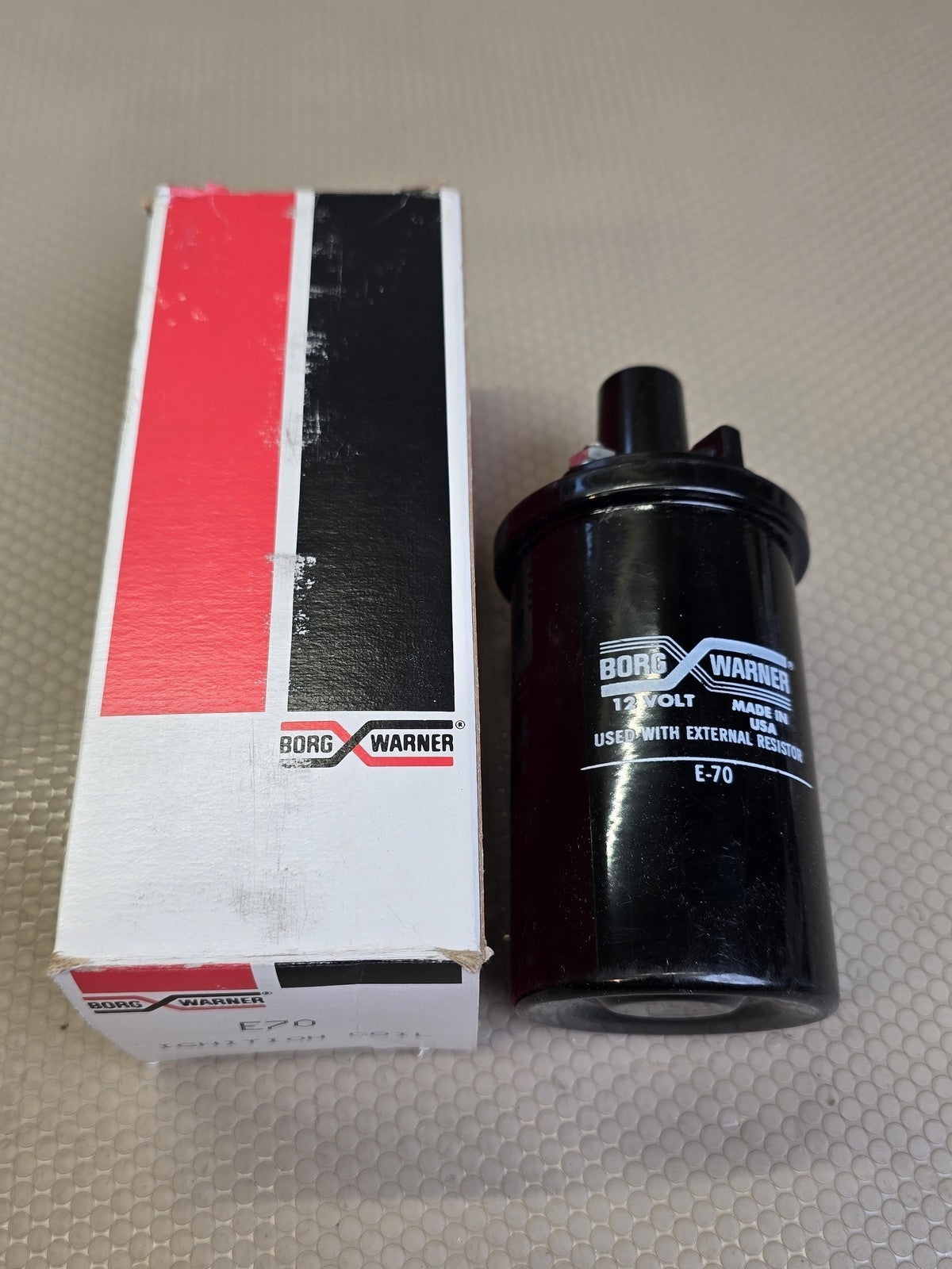BorgWarner E-70 Ignition Coil 12V External Resistor Vintage NOS