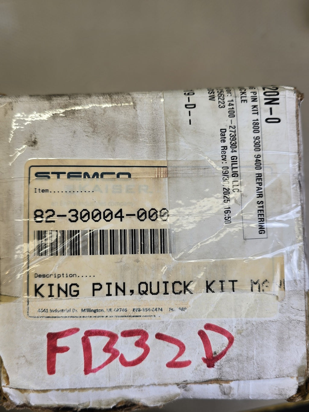 Stemco Kaiser K120N Qwik Kit King Pin Set - 1.969" Diameter No-Ream Steering NEW