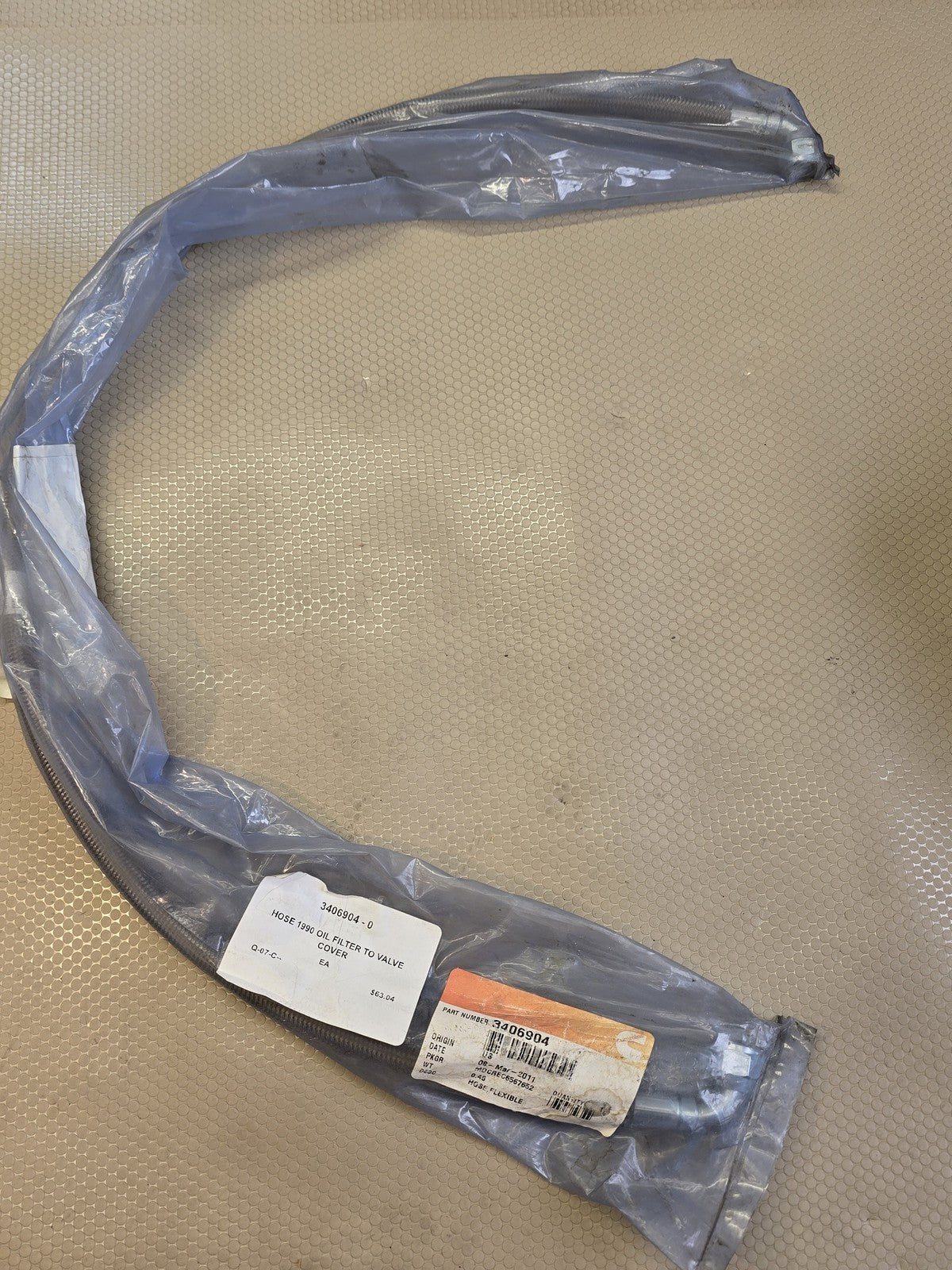 Cummins OEM 3406904 Flexible Hose Oil Line Filter to Valve Cover M11 ISM QSM
