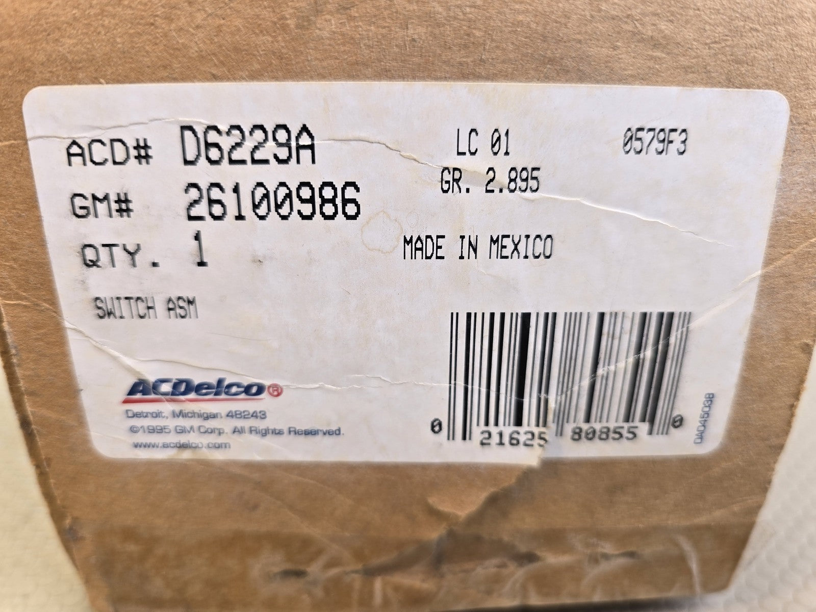 ACDelco GM OEM D6229A GM 26100986 Turn Signal Headlight Wiper Hazard Switch