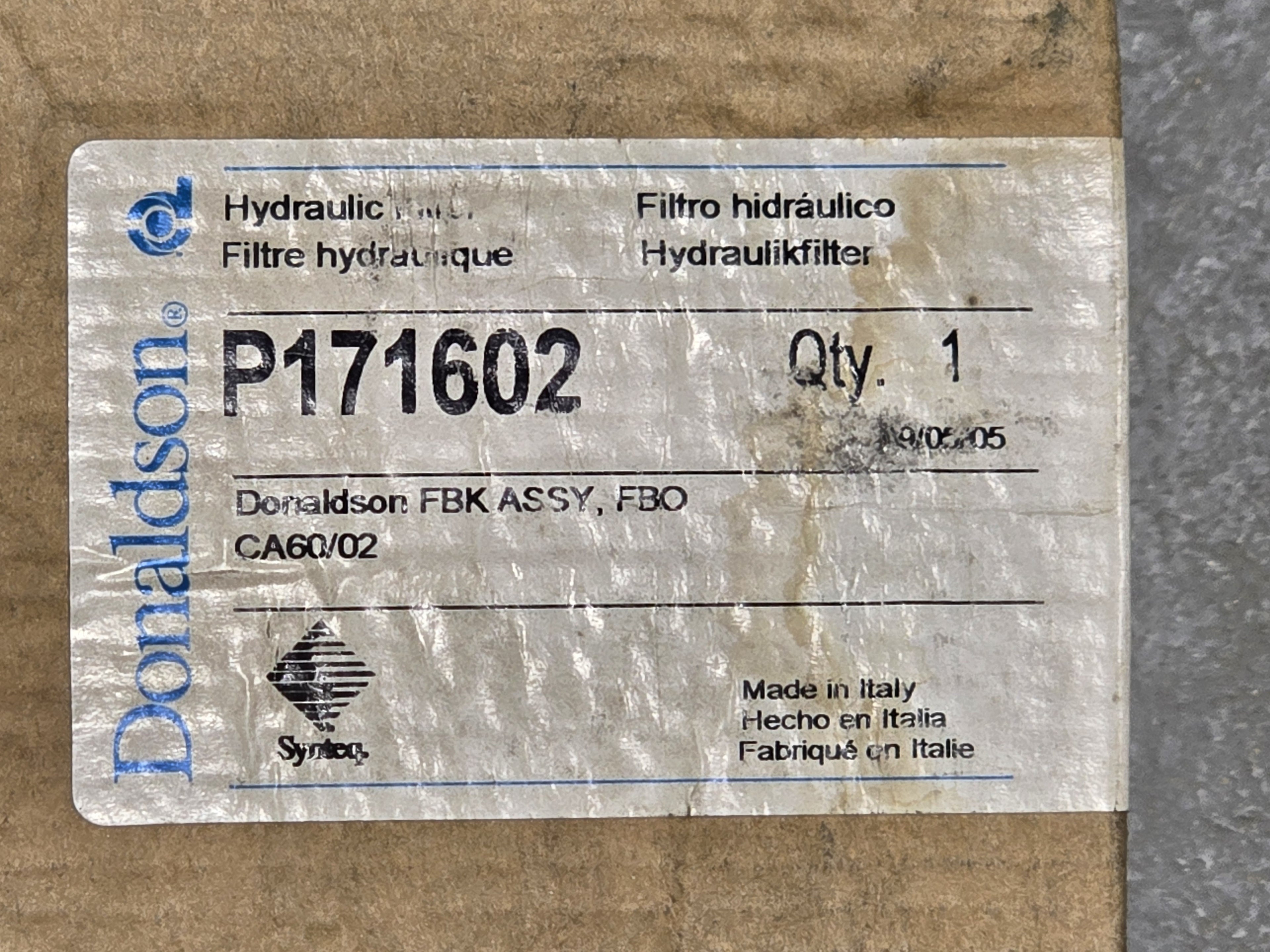 Donaldson P171602 Hydraulic Filter Spin-On FBK ASSY