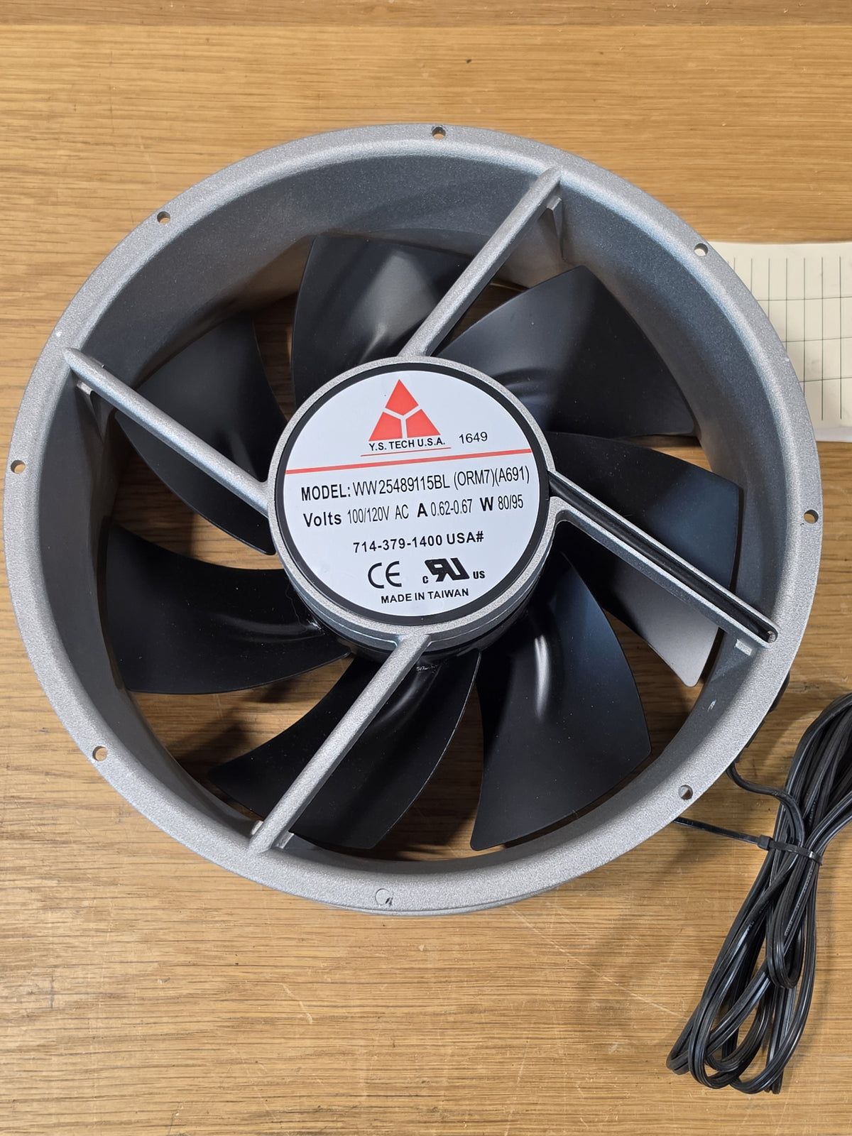 Y.S. Tech WW25489115BL Axial Cooling Fan 254mm 115V AC 80/95W Spindle Fan