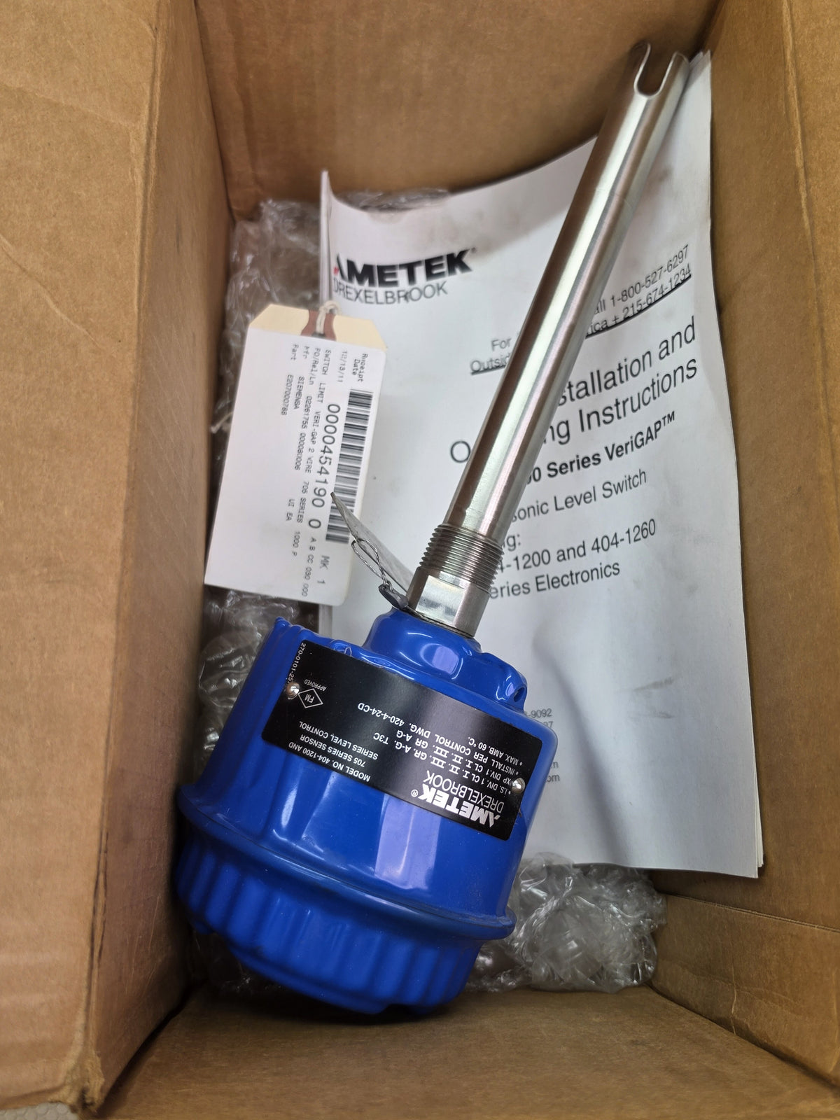 AMETEK Drexelbrook 404-1200 VeriGAP 705 2-Wire Ultrasonic Level Switch