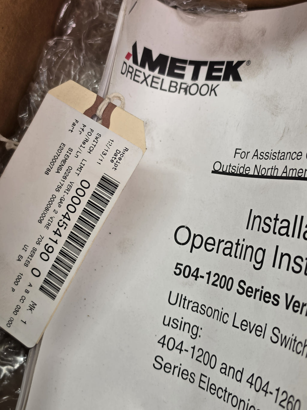AMETEK Drexelbrook 404-1200 VeriGAP 705 2-Wire Ultrasonic Level Switch