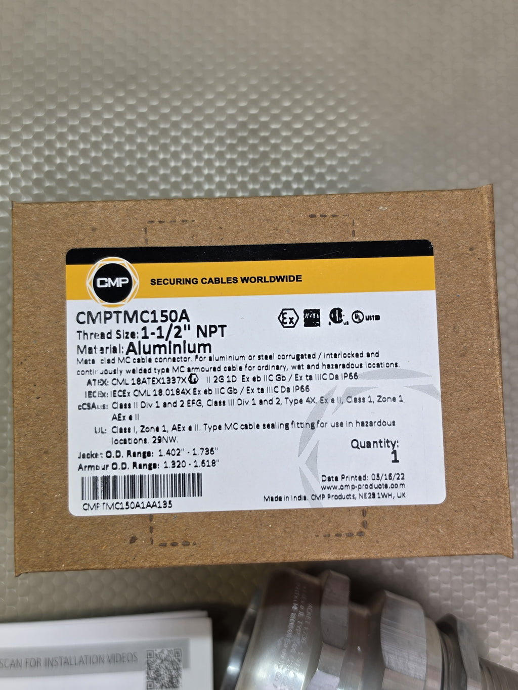 CMP TMC150A 1-1/2 Inch NPT Thread Aluminum Type TMC Cable Connector