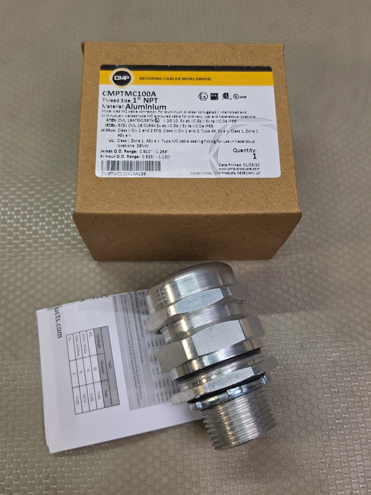 CMP TMC100A 1 Inch NPT Thread Aluminum Type TMC Cable Connector