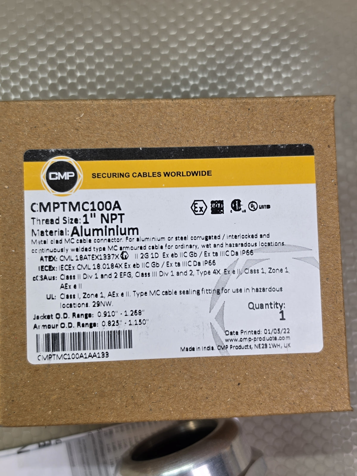 CMP TMC100A 1 Inch NPT Thread Aluminum Type TMC Cable Connector