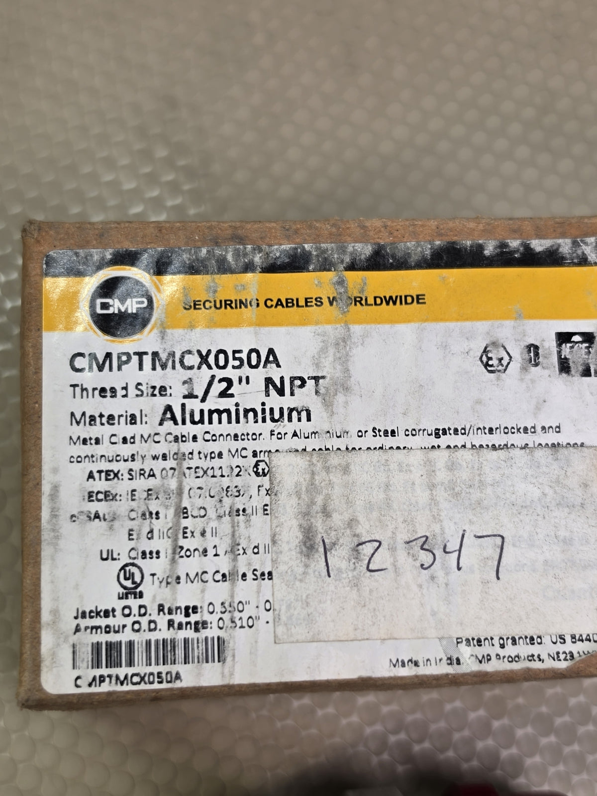 CMP TMCX050A 1/2" (Inch) NPT Aluminum Type MC, MC-HL & Armored Cable Connector