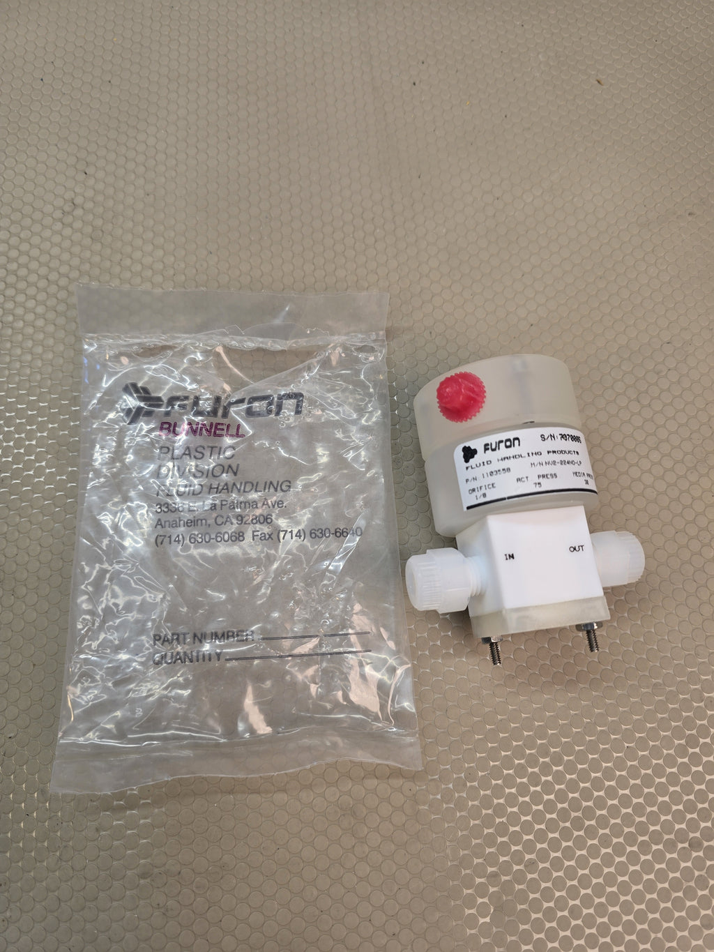 FURON NV2-224ND-LP Fluid Handling Valve Orifice 1/8 Act Press 75 Media Press 30