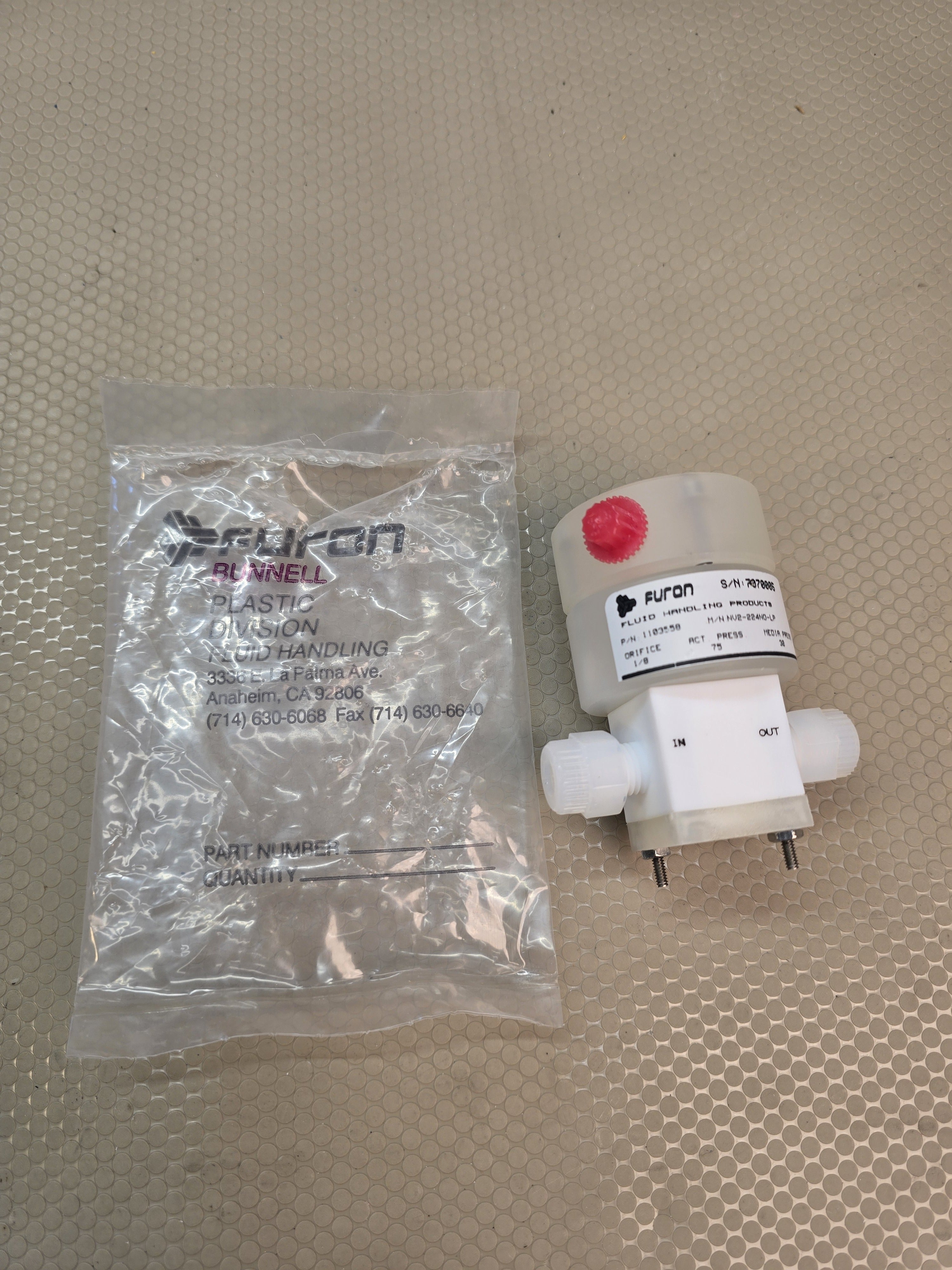 FURON NV2-224ND-LP Fluid Handling Valve Orifice 1/8 Act Press 75 Media Press 30