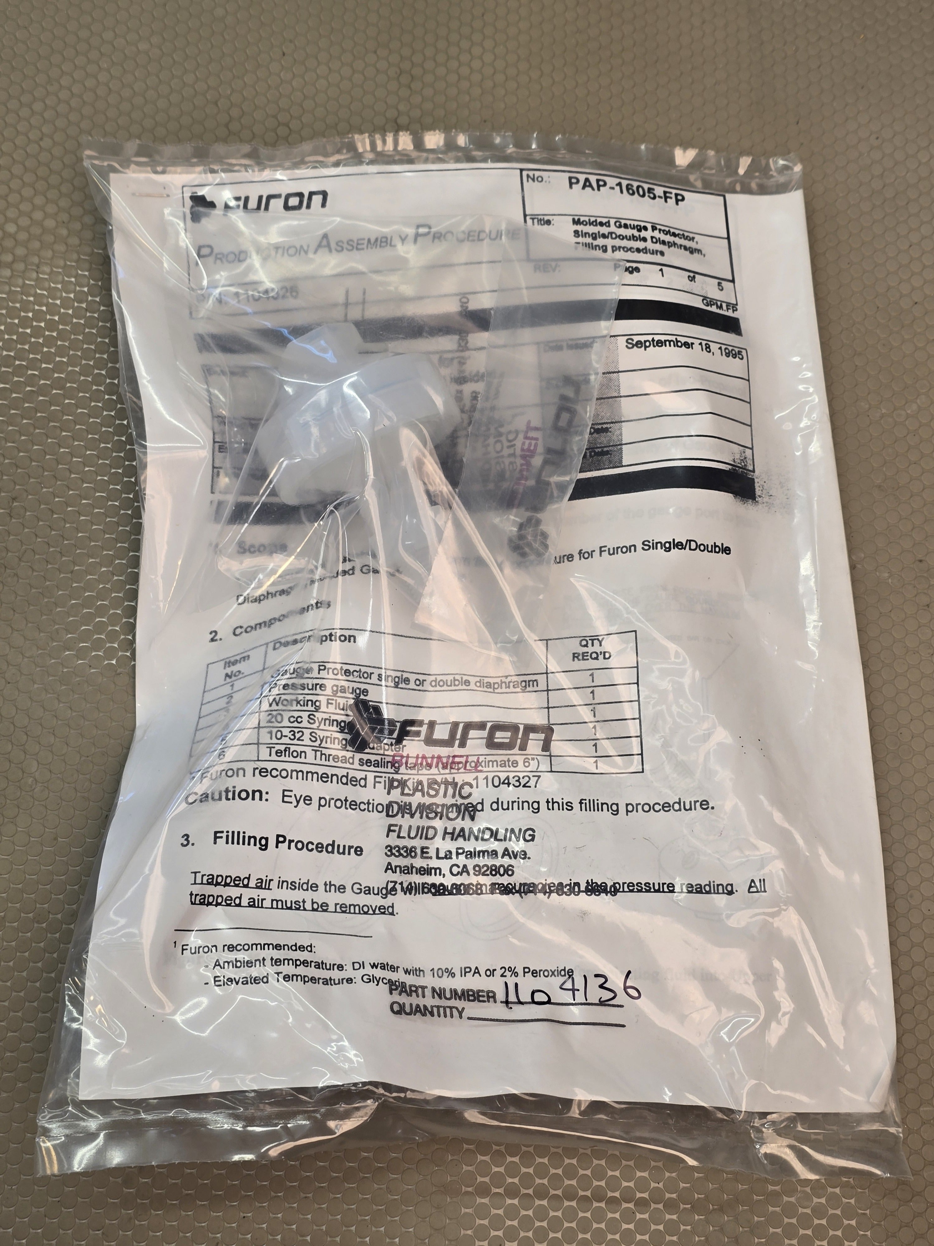 Furon Molded Gauge Protector Single/Double Diaphragm PFA PTFE New
