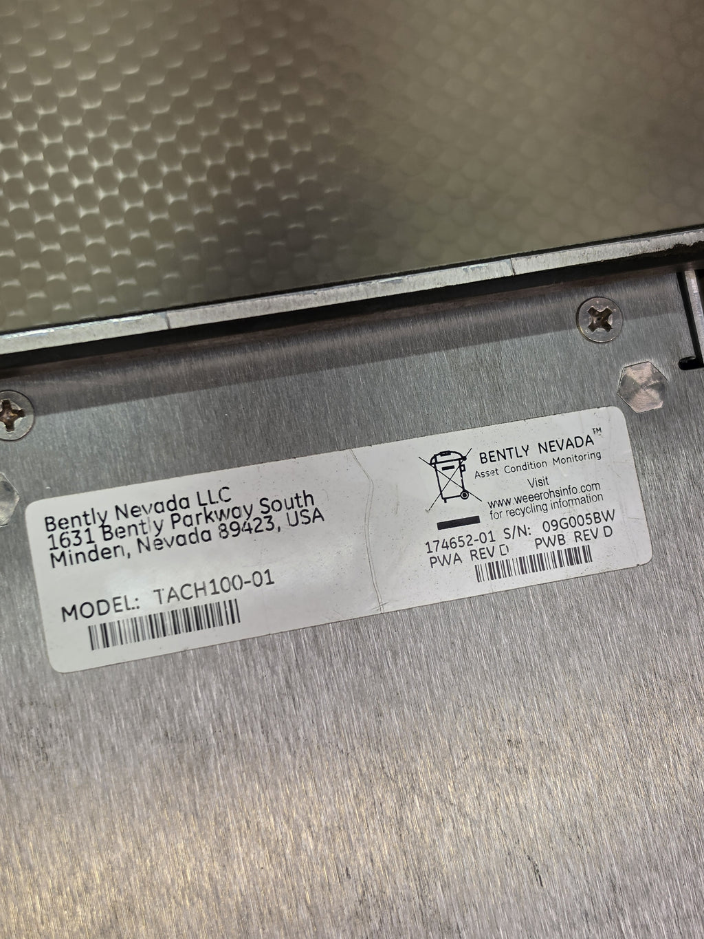 Bently Nevada TACH100-01 174652-01 Digital Tachometer RPM Display 110-230VAC