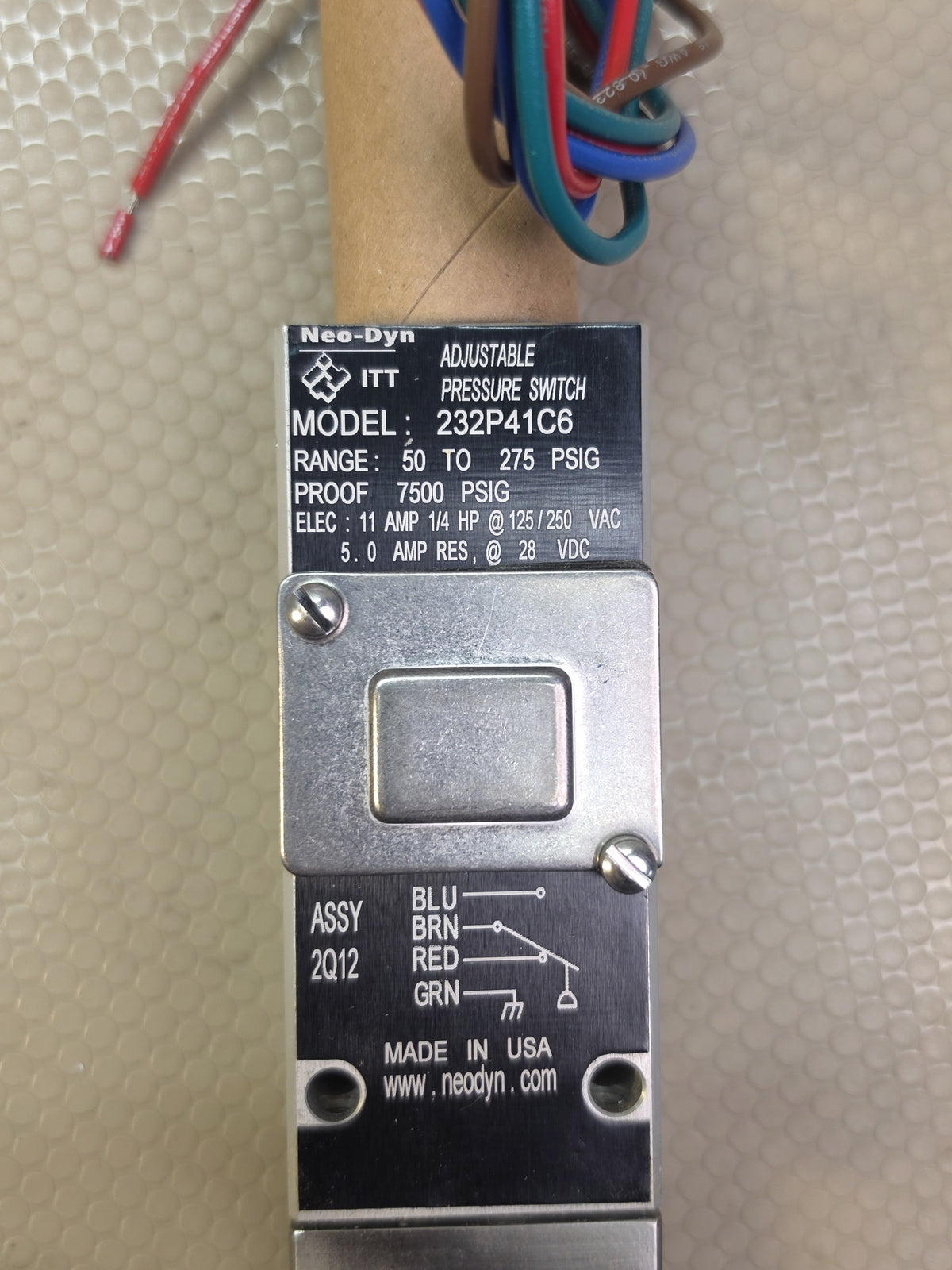 ITT Neo-Dyn 232P41C6 Adjustable Pressure Switch 50-275 PSIG 7500 Proof - NEW