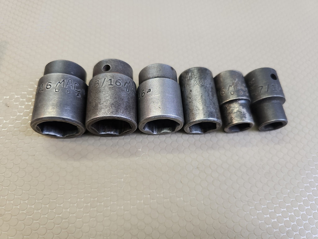 Mac Tools 1/2” Drive 6 point 14 Piece Shallow Mixed Lot Socket Set Metric & SAE