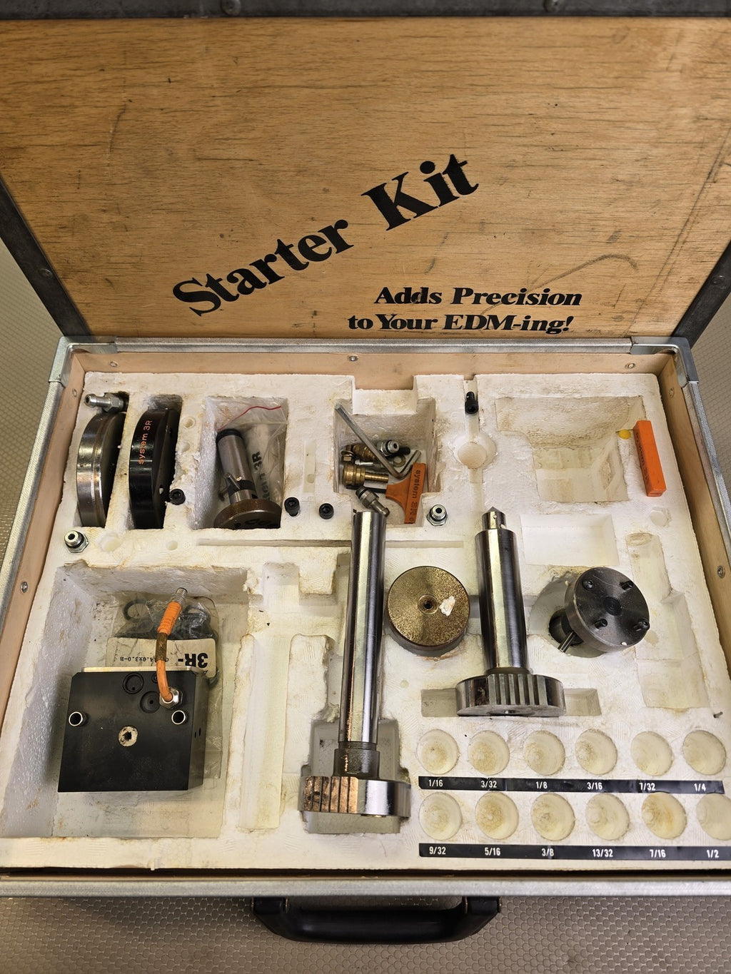 System 3R EDM Tooling Starter Kit Precision Workholding Set Wood Case