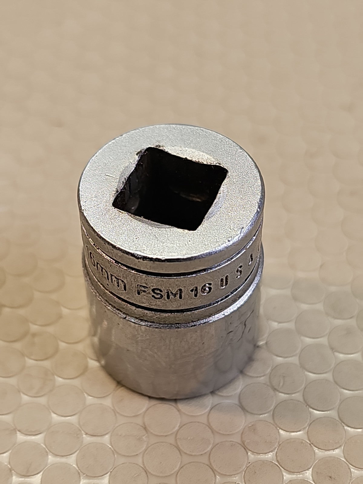 Snap On tools FSM161 16mm 3/8" chrome shallow socket 6 point 3/8" drive USA