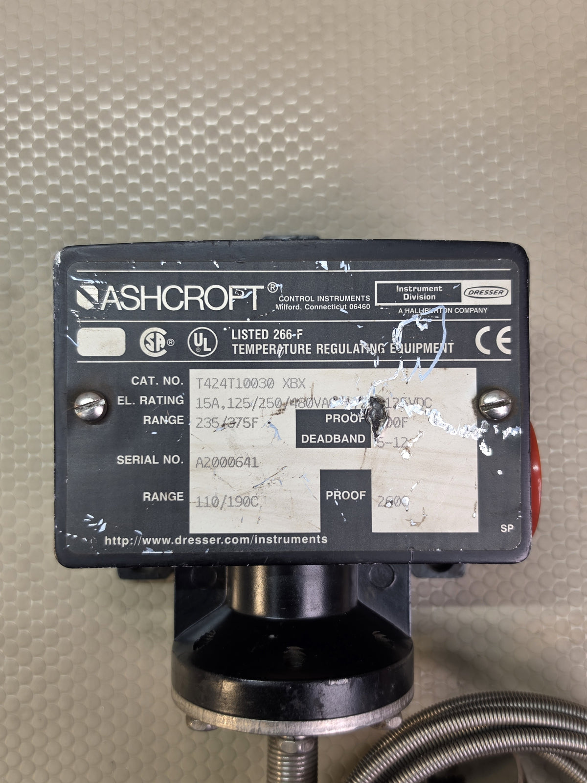 Ashcroft T424T10030 XBX T4 Temperature Switch Remote Mount 10 ft Capillary