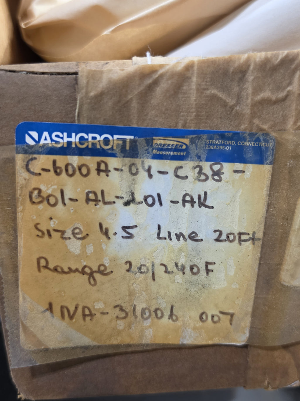 Ashcroft C-600A-04-C38-B01-A1-L01-AK Duratemp Thermometer 20-240F 20ft - NEW