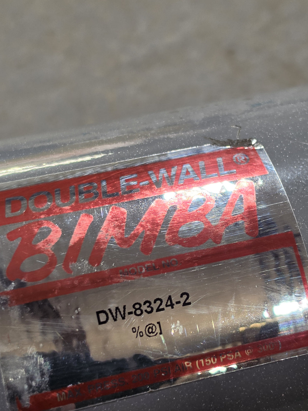 Bimba DW-8324-2 Double-Wall Pneumatic Air Cylinder 3-1/4 Bore 24 Stroke 200 PSI