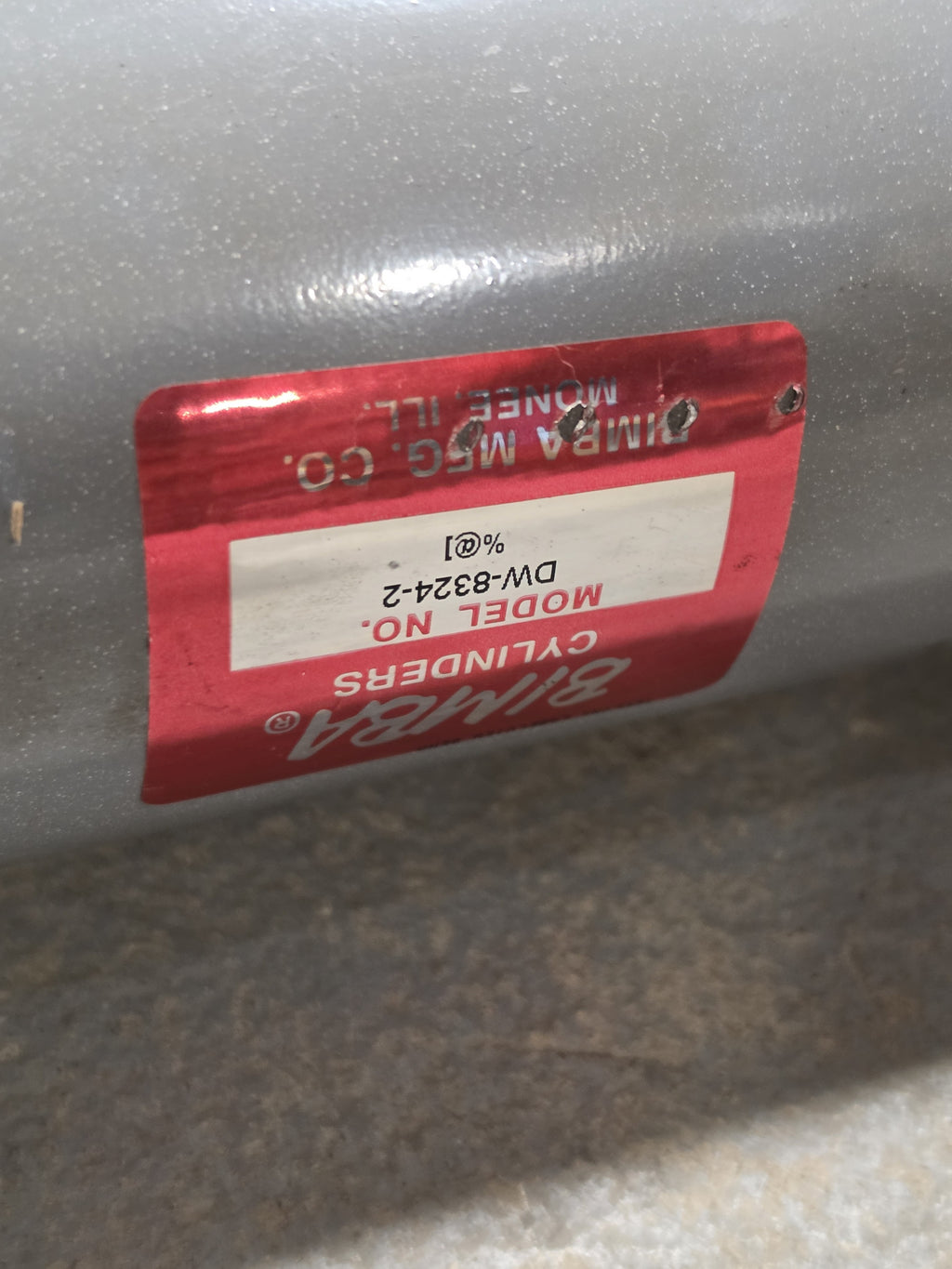 Bimba DW-8324-2 Double-Wall Pneumatic Air Cylinder 3-1/4 Bore 24 Stroke 200 PSI