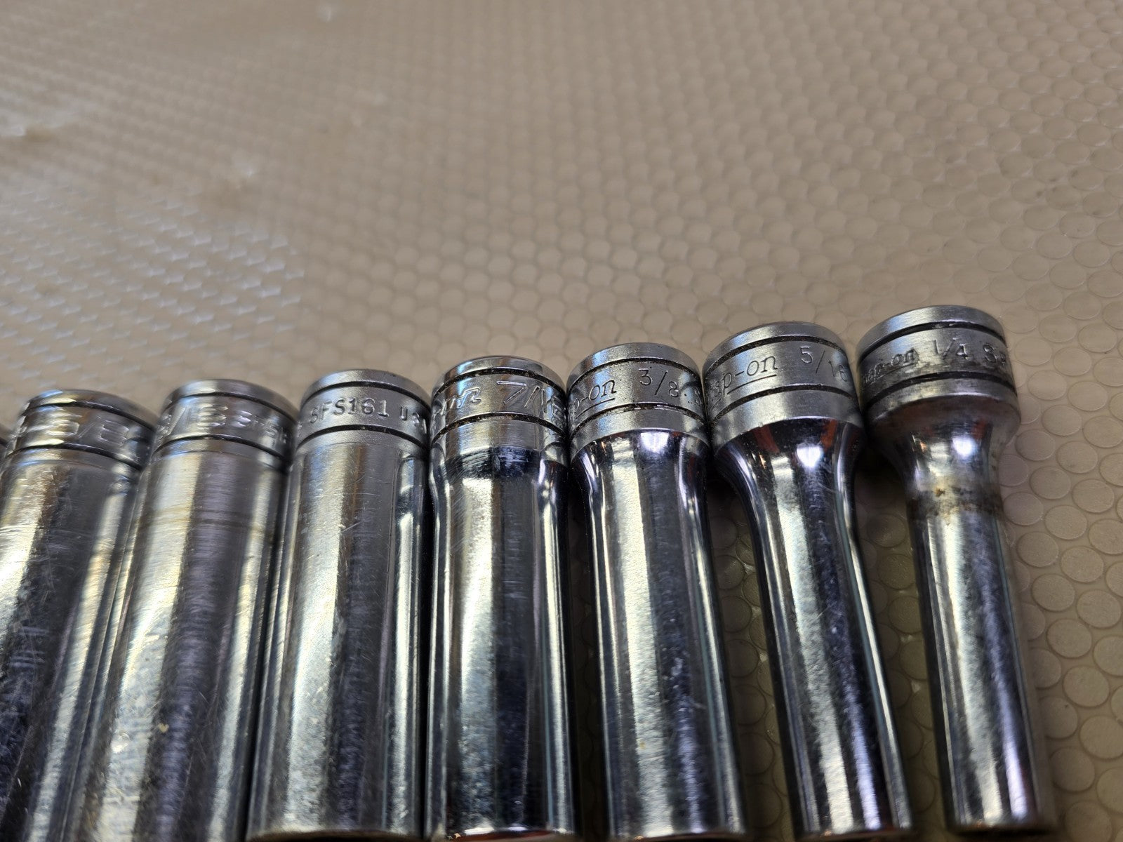 Snap-on SFS 10-Pc 3/8" Drive 6-Point Deep SAE Socket Set 1/4" to 7/8"