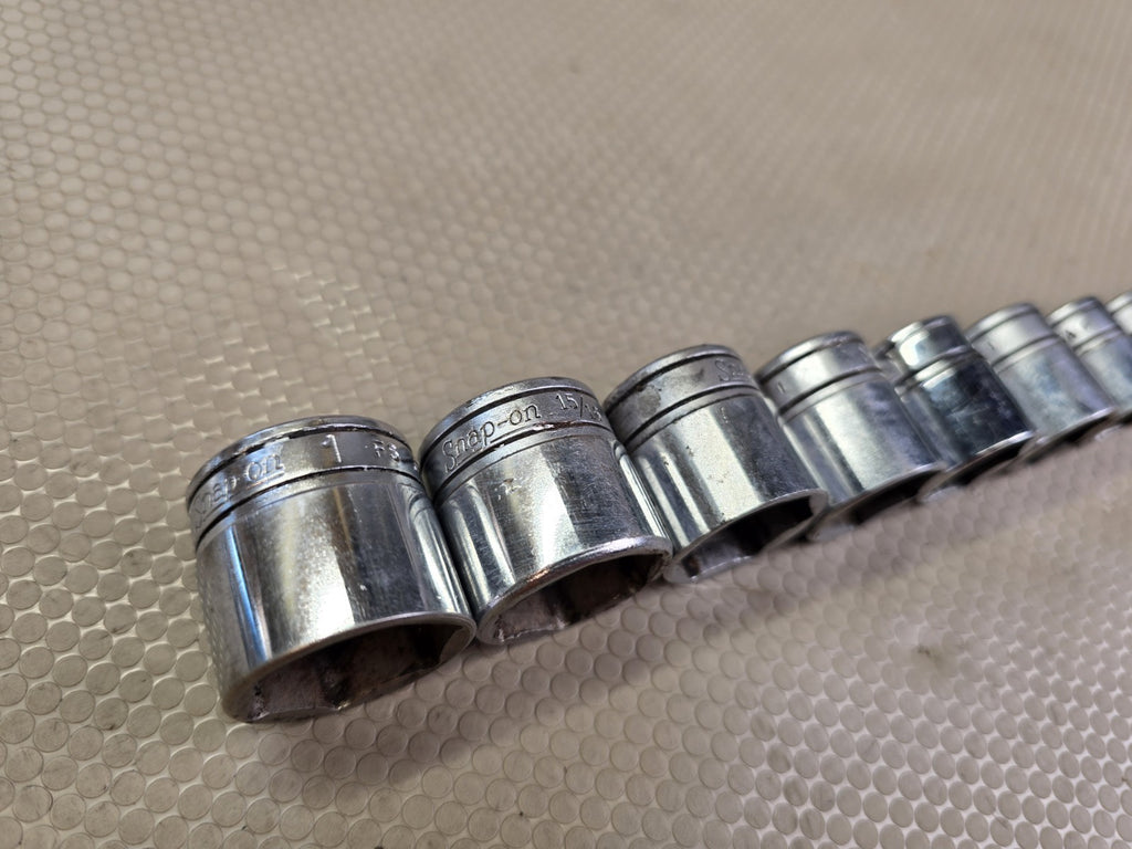 Snap-on 13-Pc 3/8" Drive 6-Point Shallow SAE Socket Set 1/4"-1" FS Series Flank