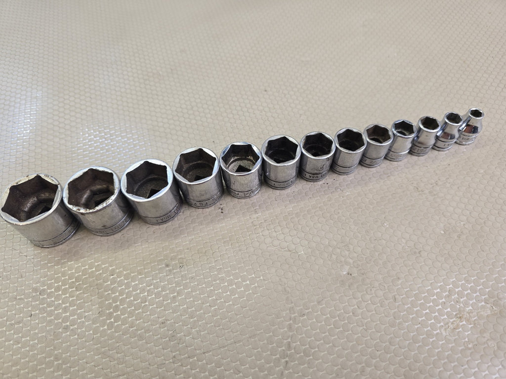 Snap-on 13-Pc 3/8" Drive 6-Point Shallow SAE Socket Set 1/4"-1" FS Series Flank