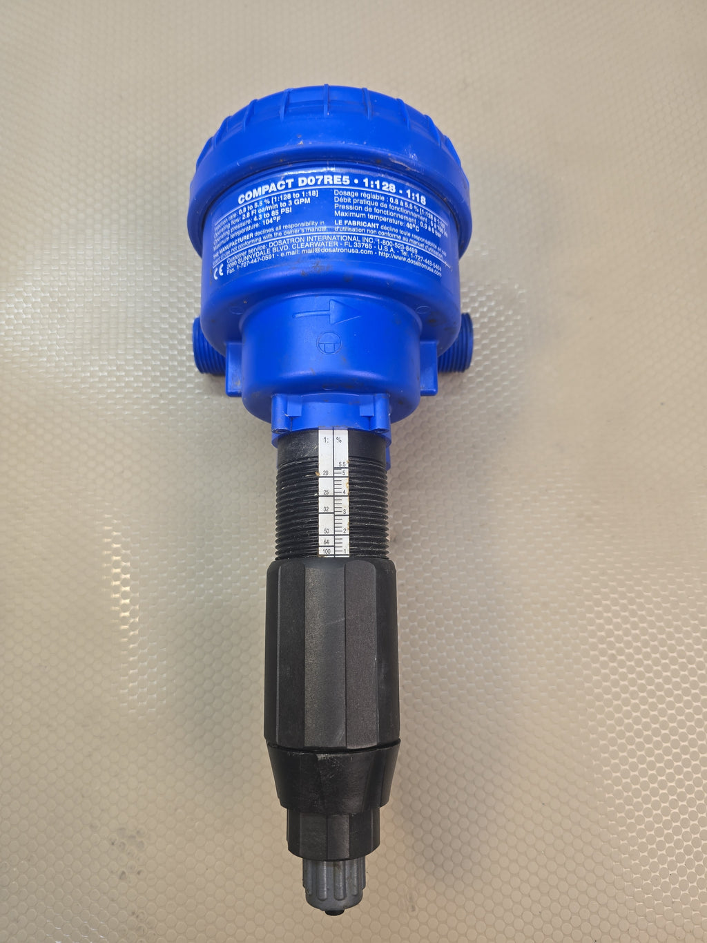 DOSATRON COMPACT D07RES Chemical Injector Doser 0.8-5.5% 2.8 Fl oz/min to 3 GPM