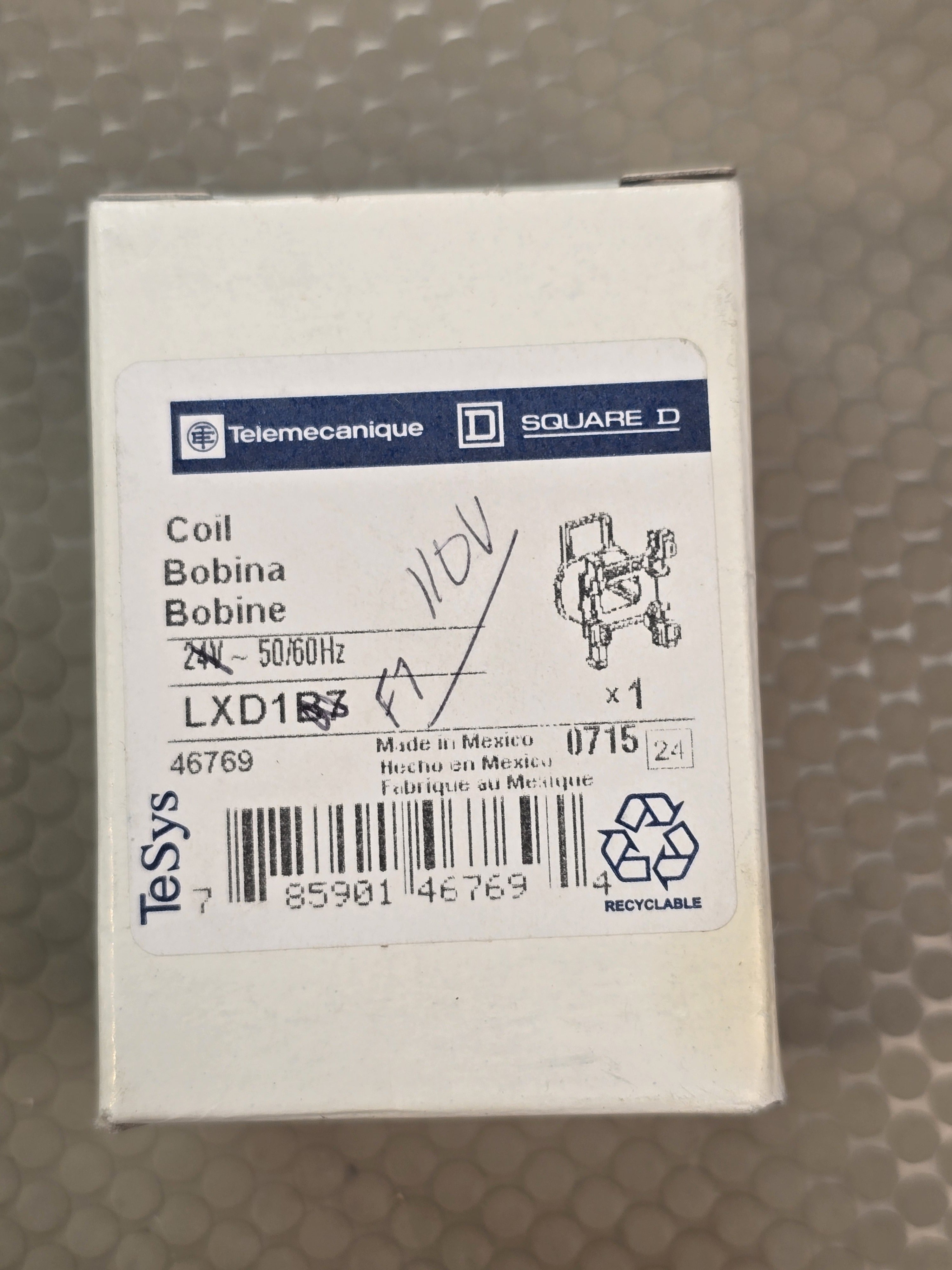 Telemecanique Square D LXD1F7 Contactor Coil 110V AC 50/60Hz